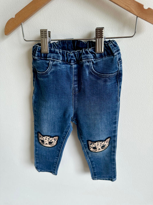 H&M Cat Face Stretch Jeans / 9-12m