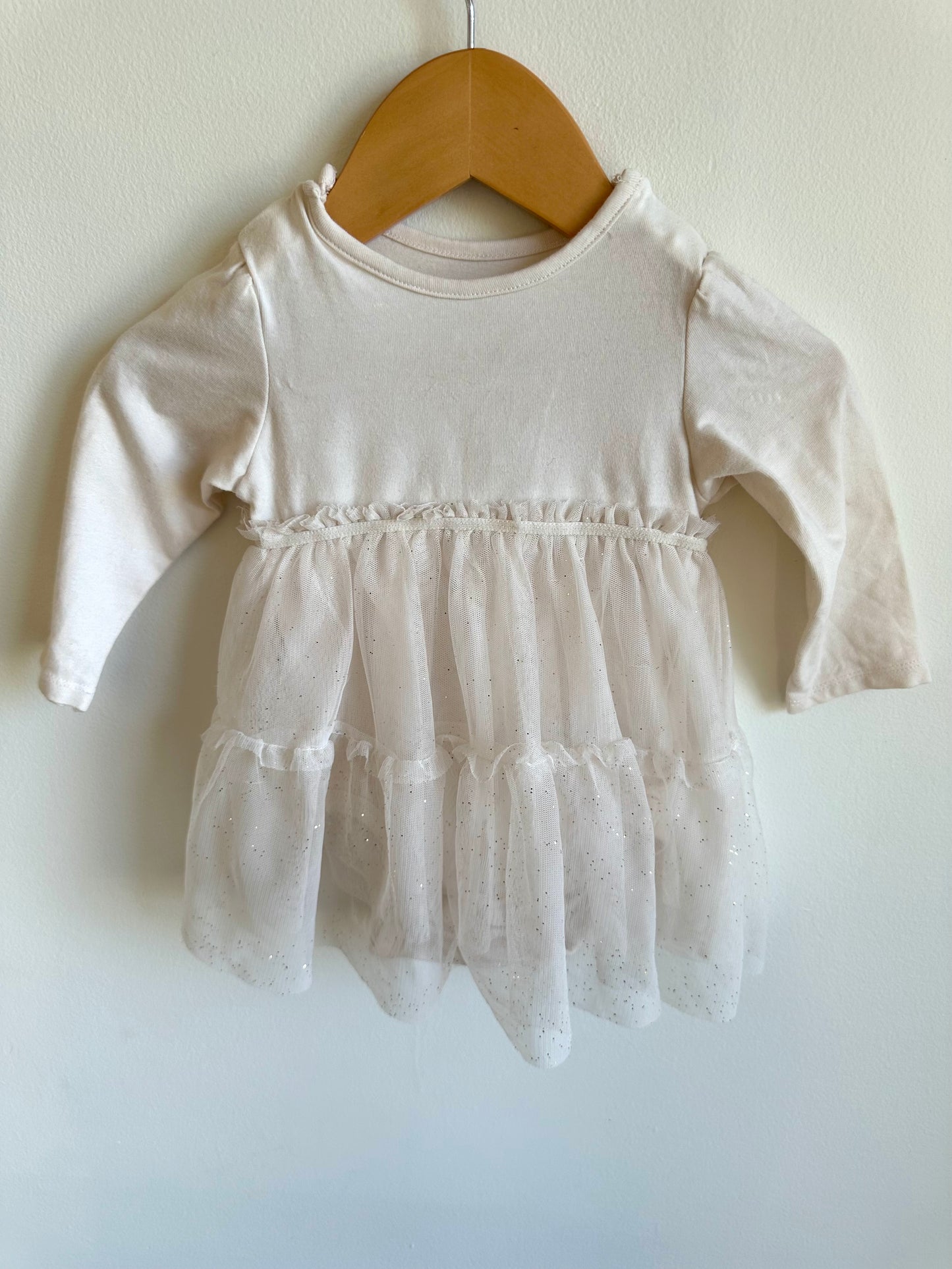 H&M Organic Cotton Bodysuit Dress with Tulle / 4-6m