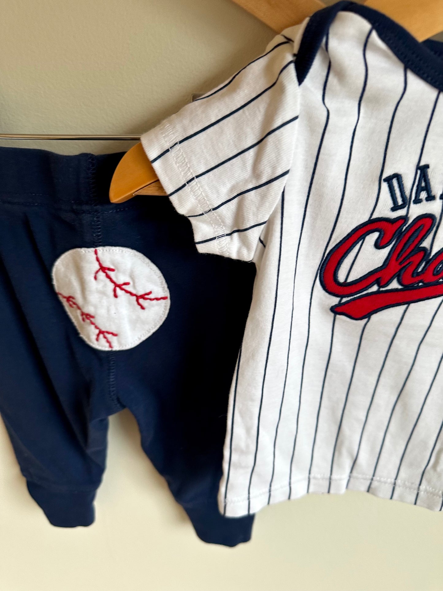 Daddy's Champ Tee + Blue Pants Set / 3-6m
