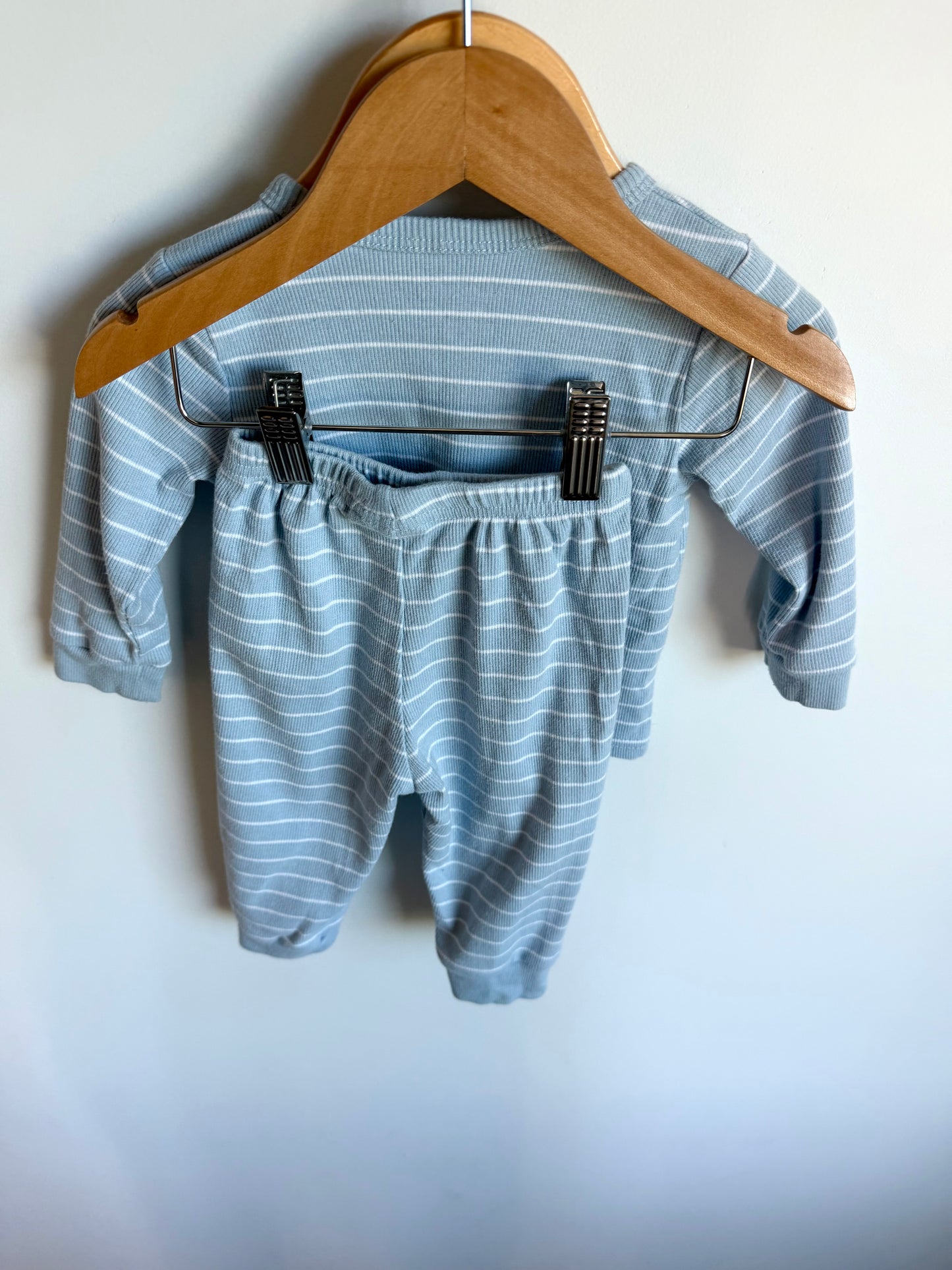 CK Dusty Blue Striped Long Sleeve + Pants Set / 6-9m