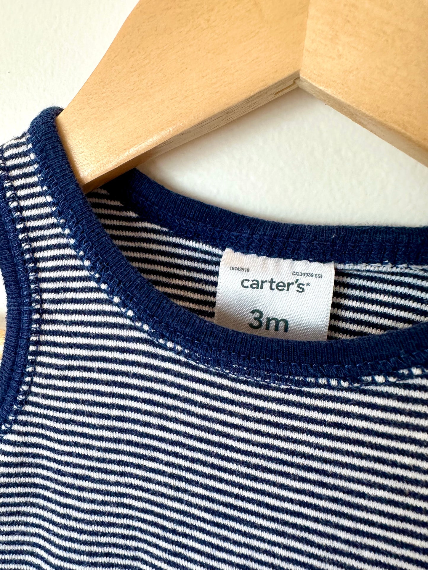 Blue & White Striped Bodysuit / 3m