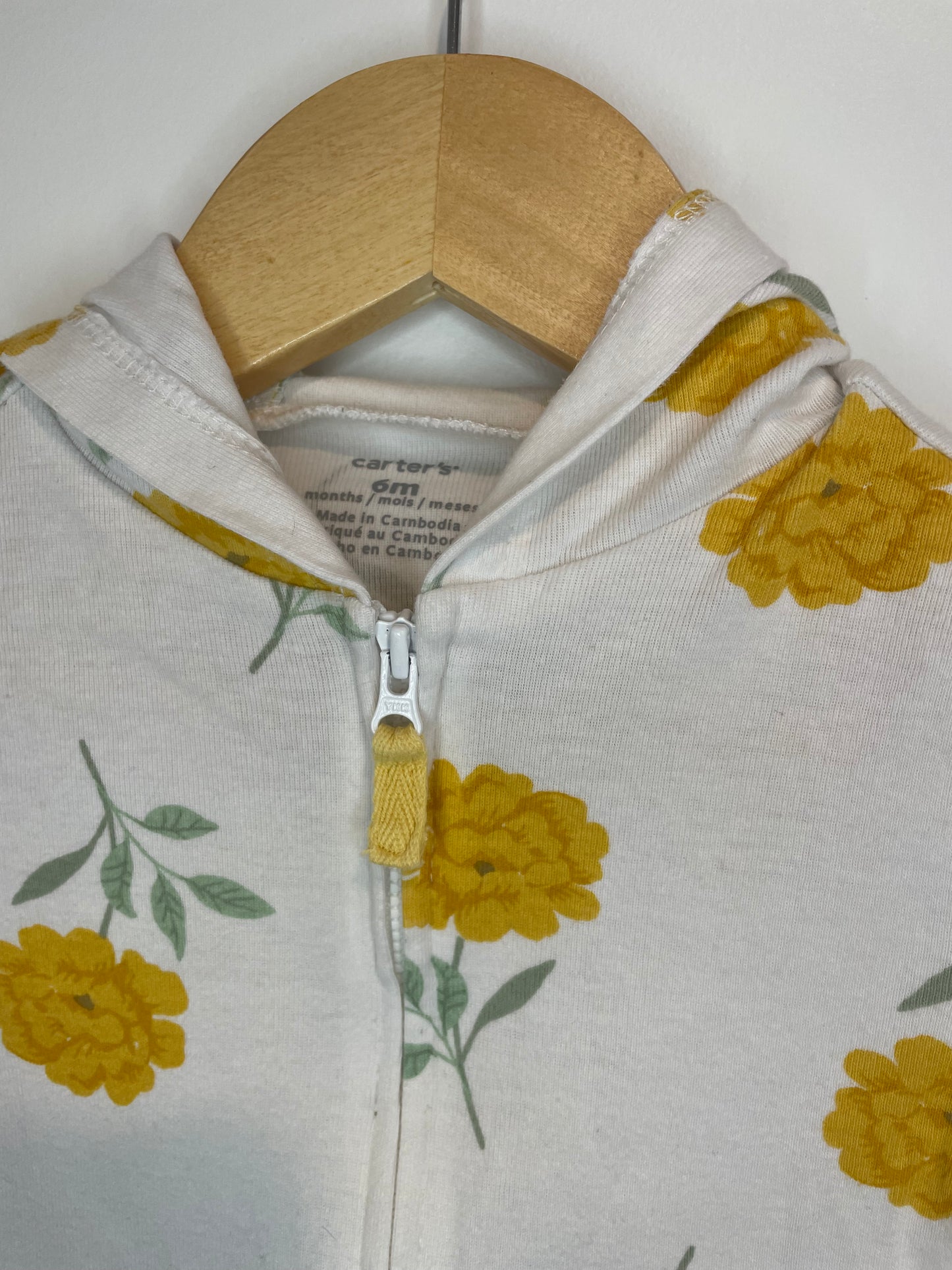 Yellow Flower Hoodie + Pants/ 6m