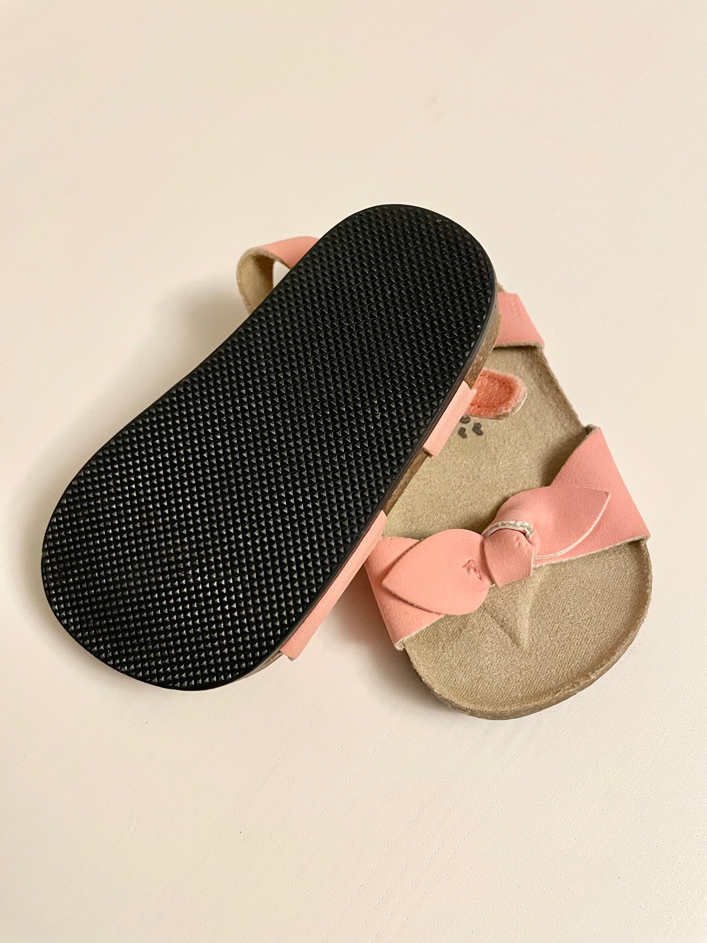 Pink Knotted Bow Sandals / 3-6m