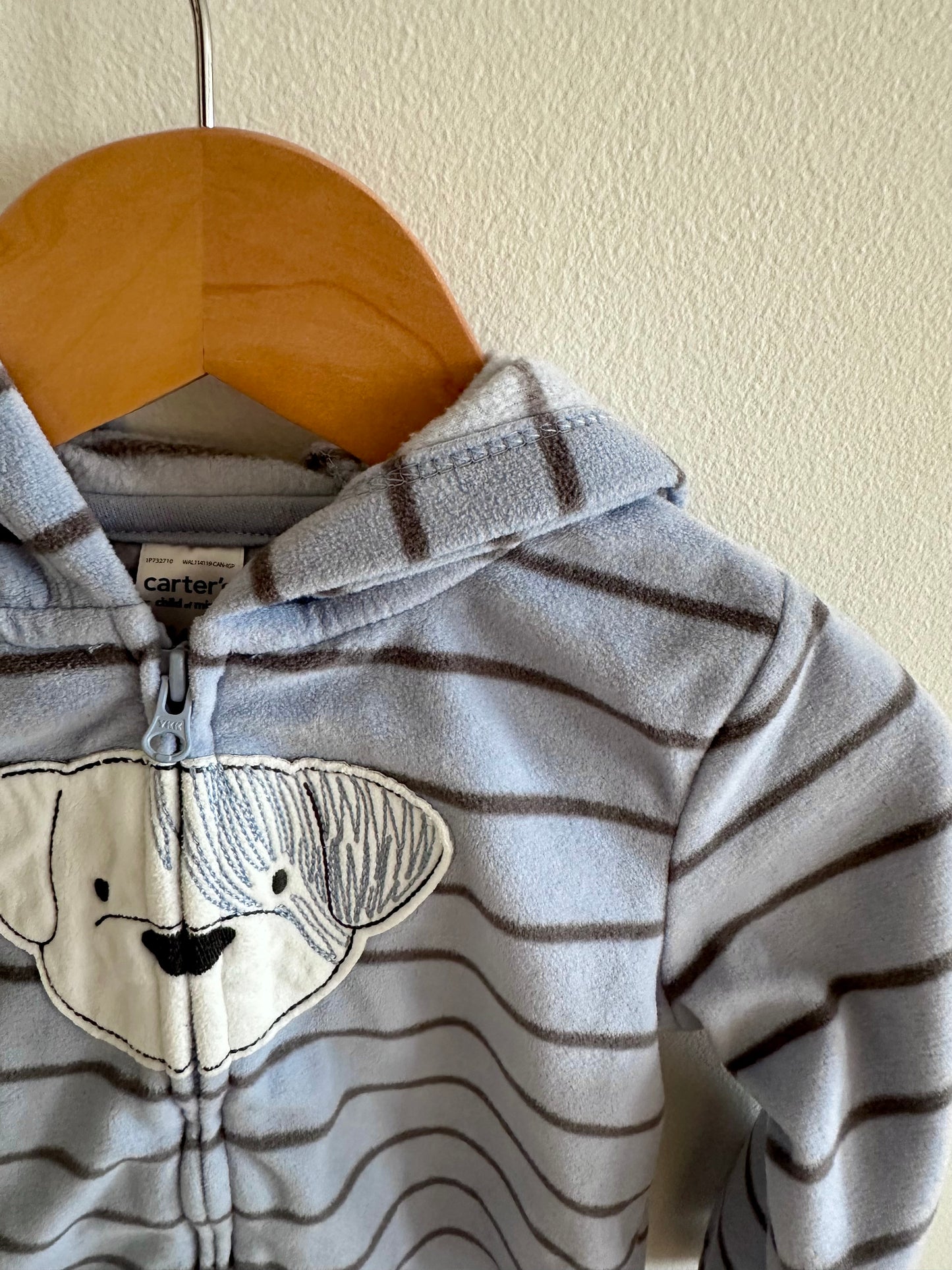 Soft Blue Striped Dog Hoodie / 24m
