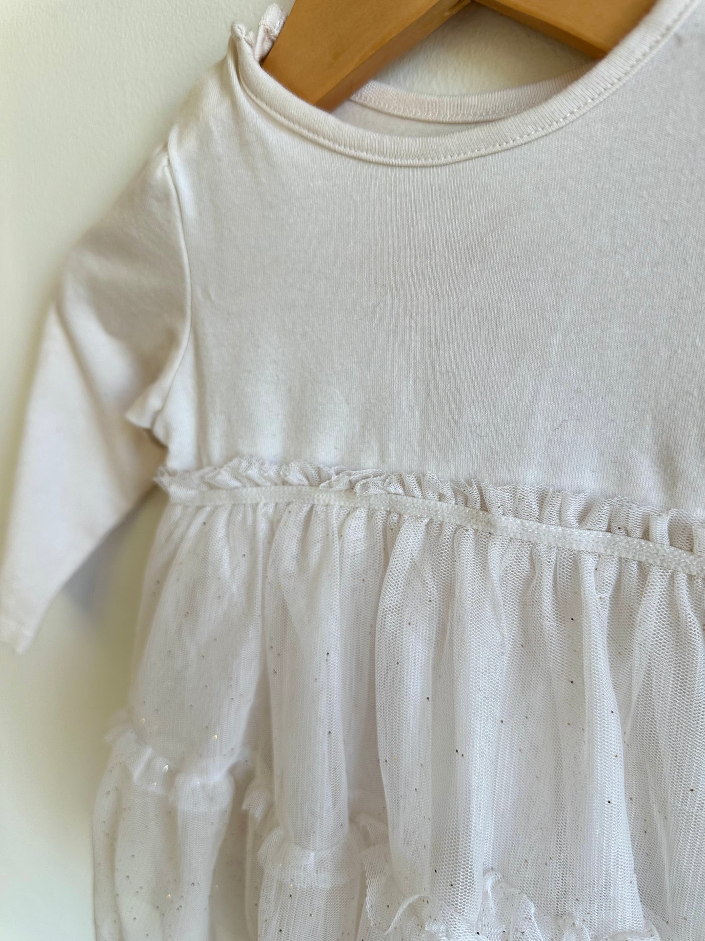 H&M Organic Cotton Bodysuit Dress with Tulle / 4-6m