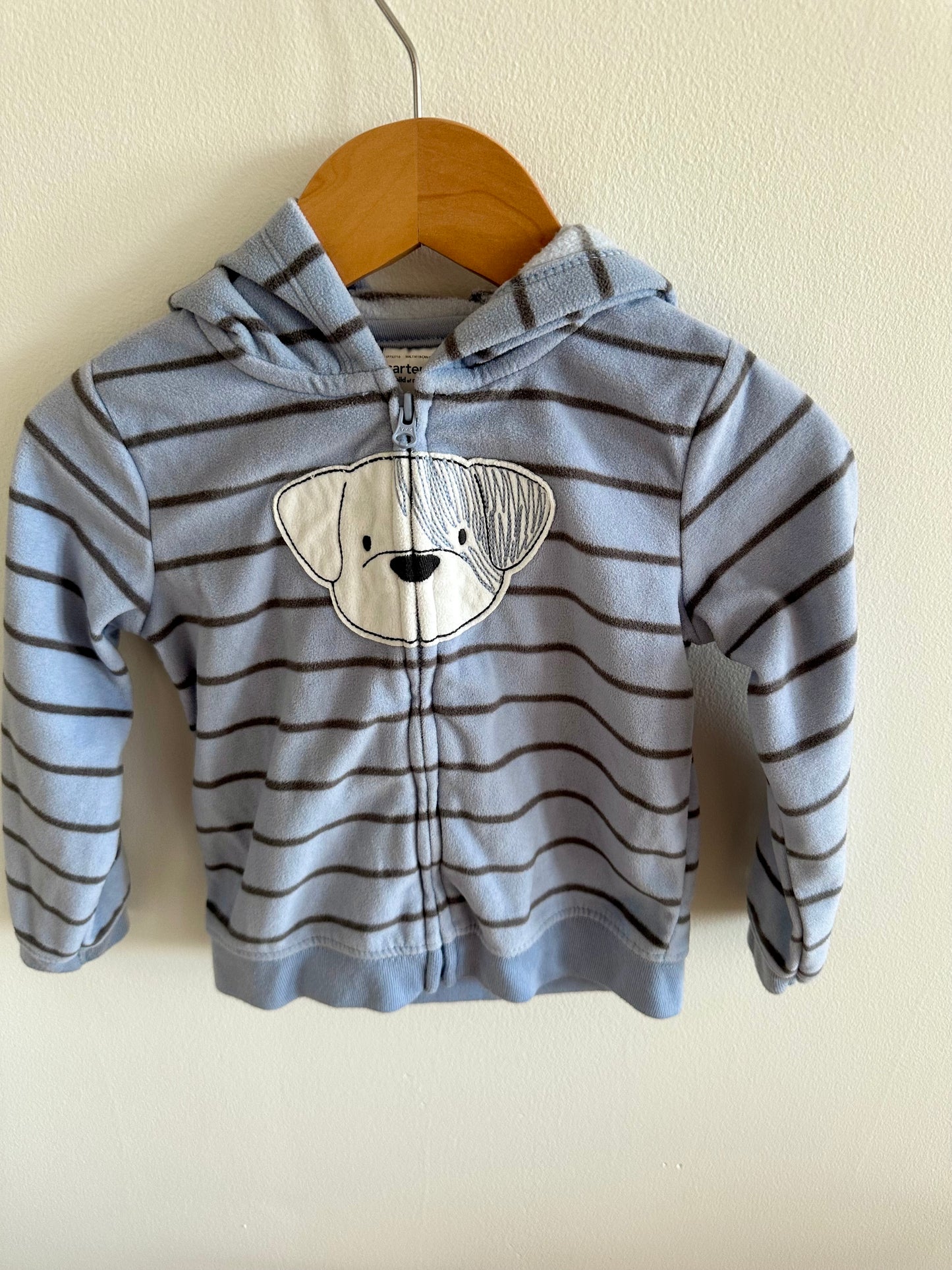 Soft Blue Striped Dog Hoodie / 24m