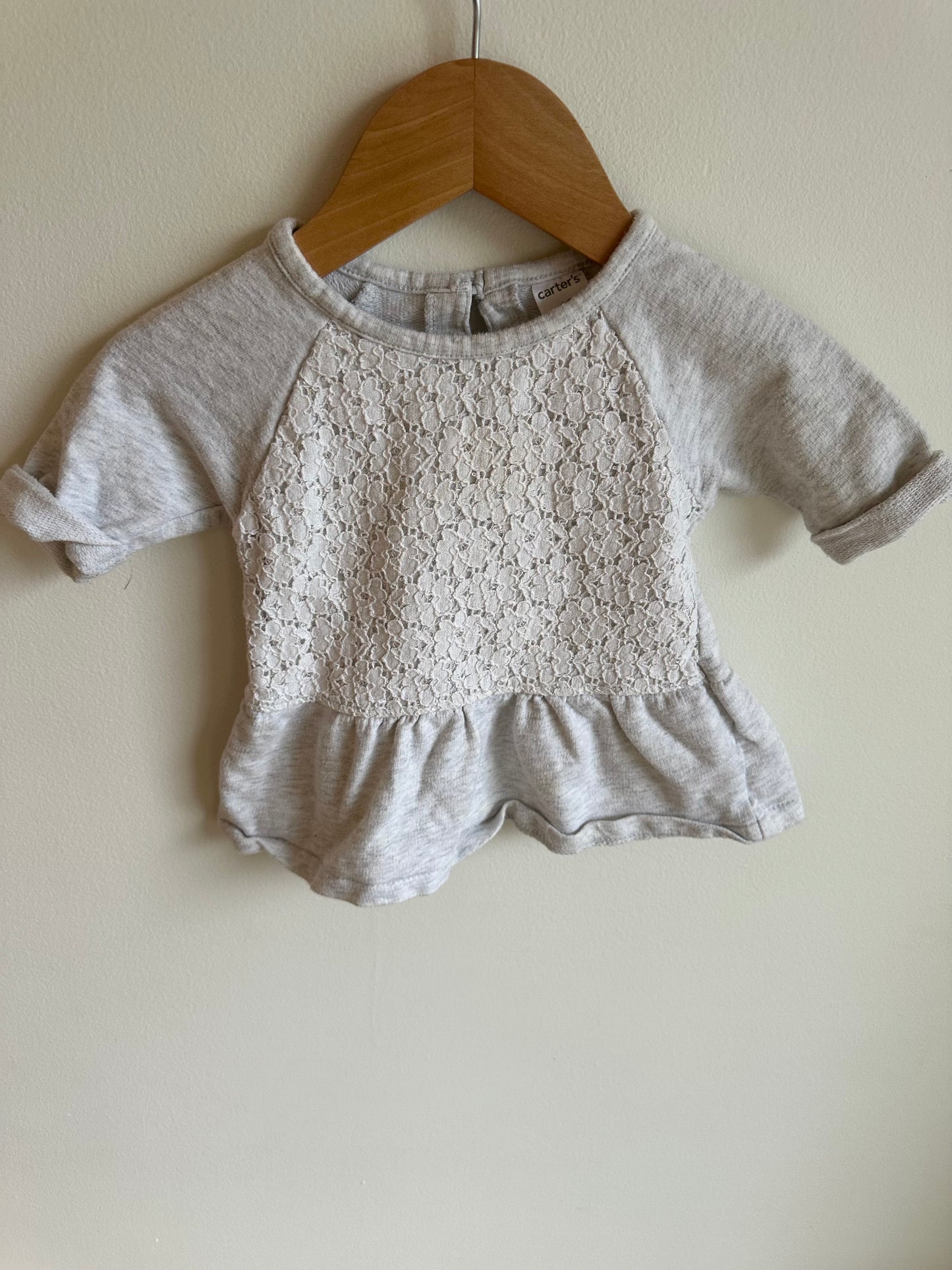 Grey Floral Lace Top / 18m