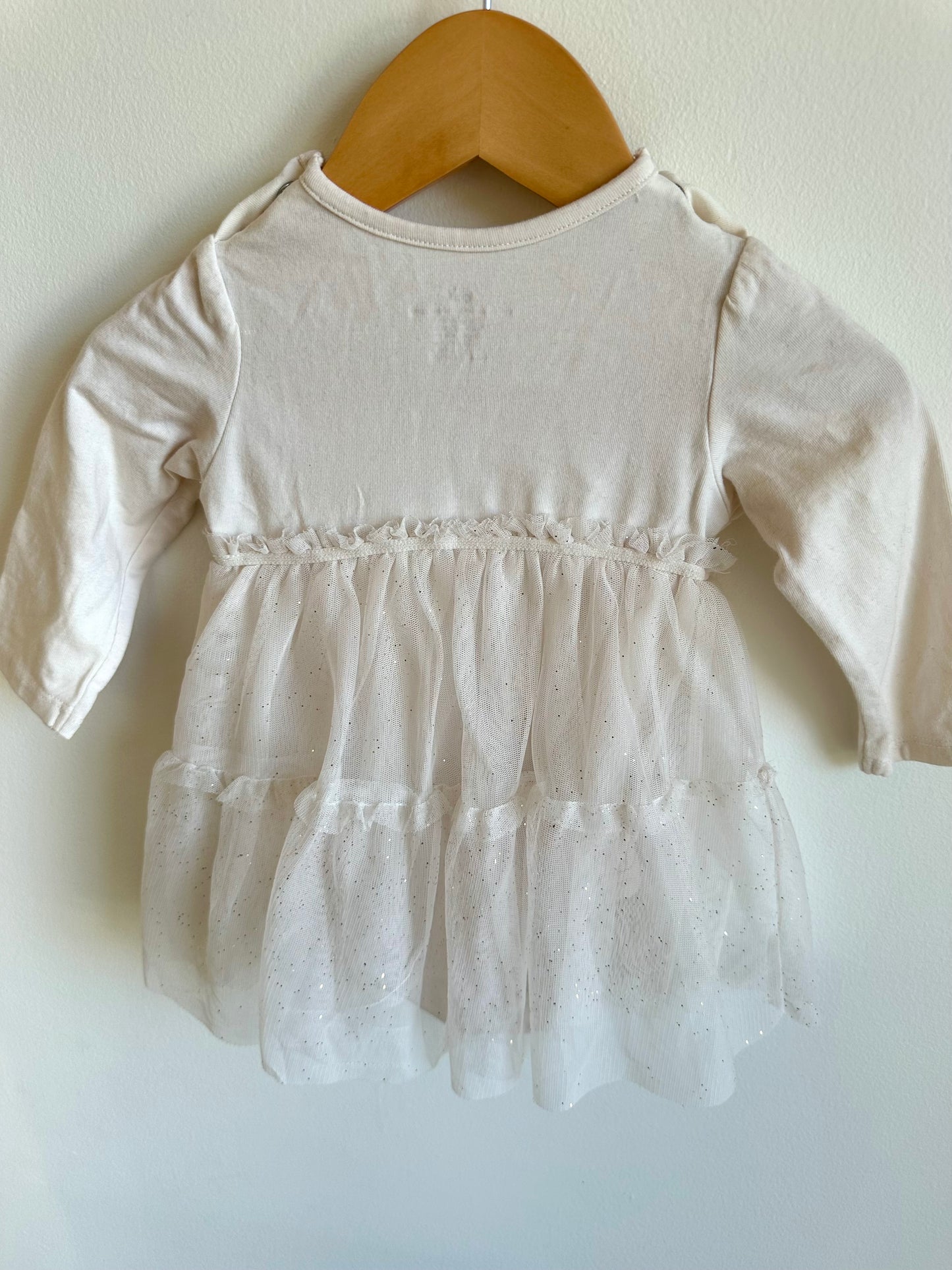 H&M Organic Cotton Bodysuit Dress with Tulle / 4-6m