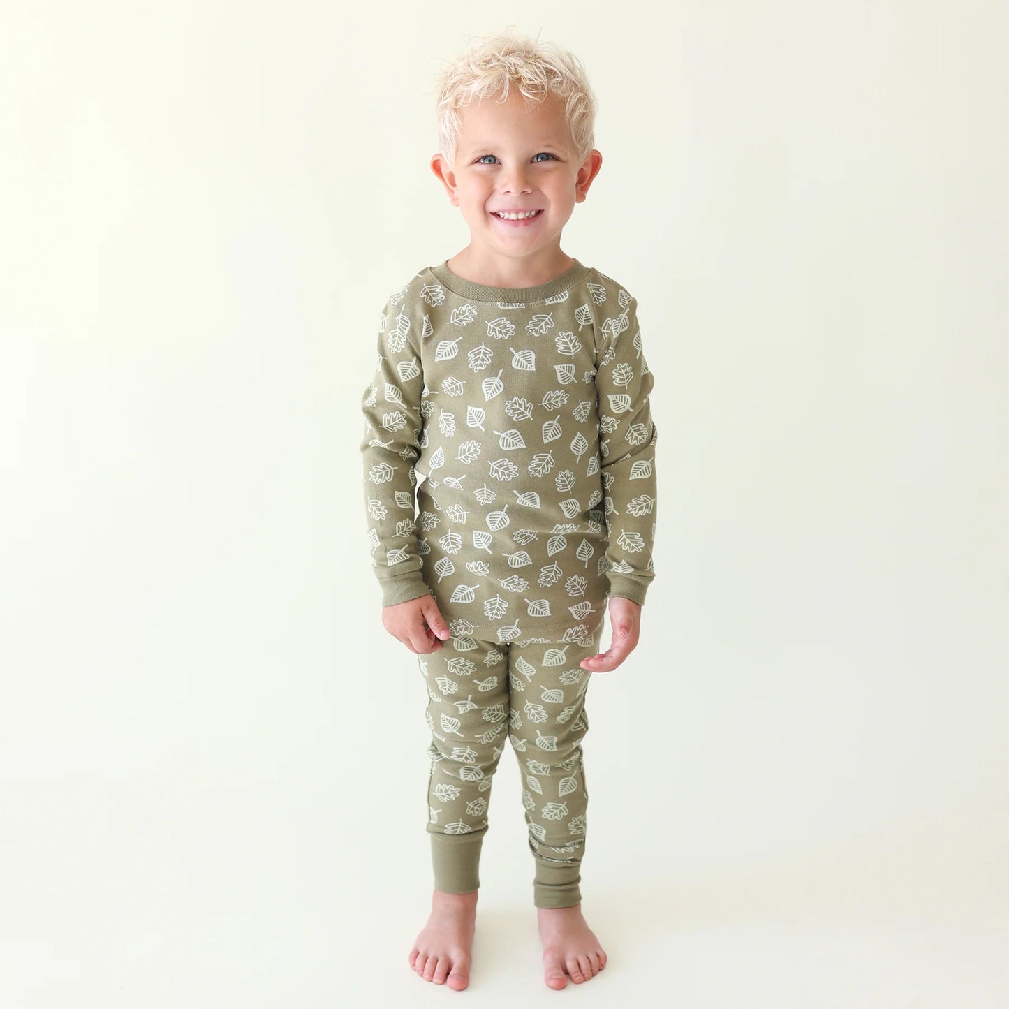 Organic Long Sleeve Olive Leaves PJ Set (New Retail Item)/ 5-6 years