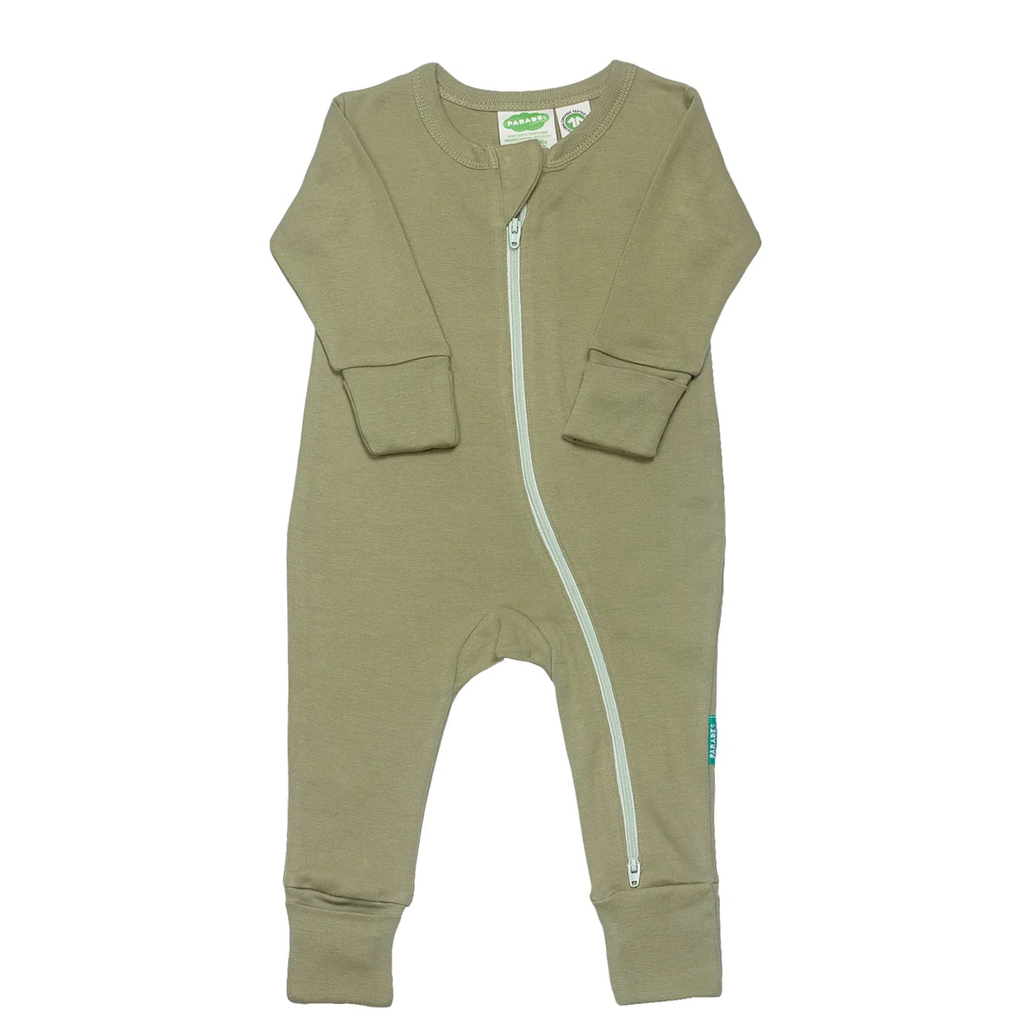 Organic Olive Long Sleeve Zip Sleeper (New Retail Item)/ 18-24m