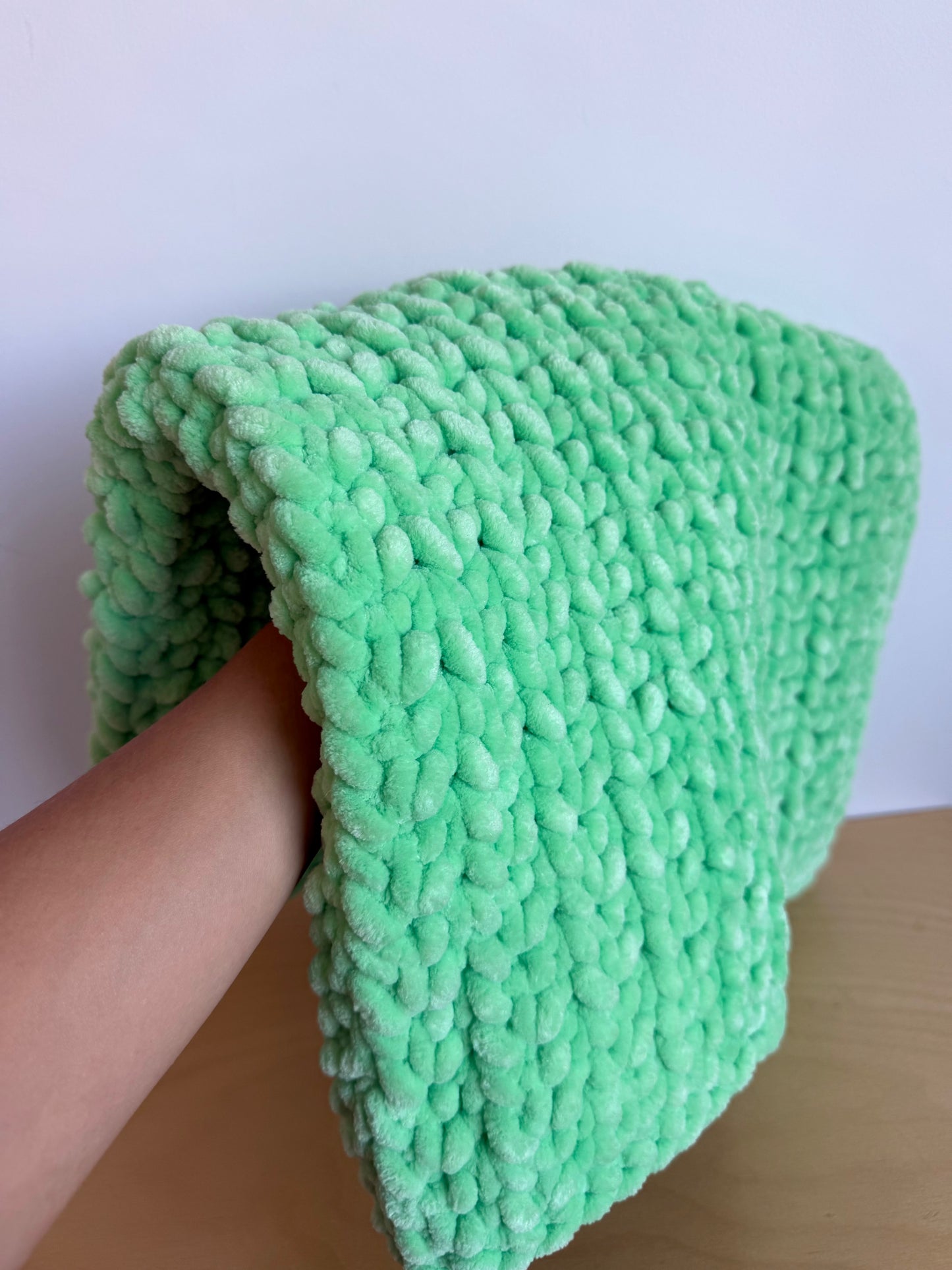 Knit Bright Green Mini Blanket (No Shippng)