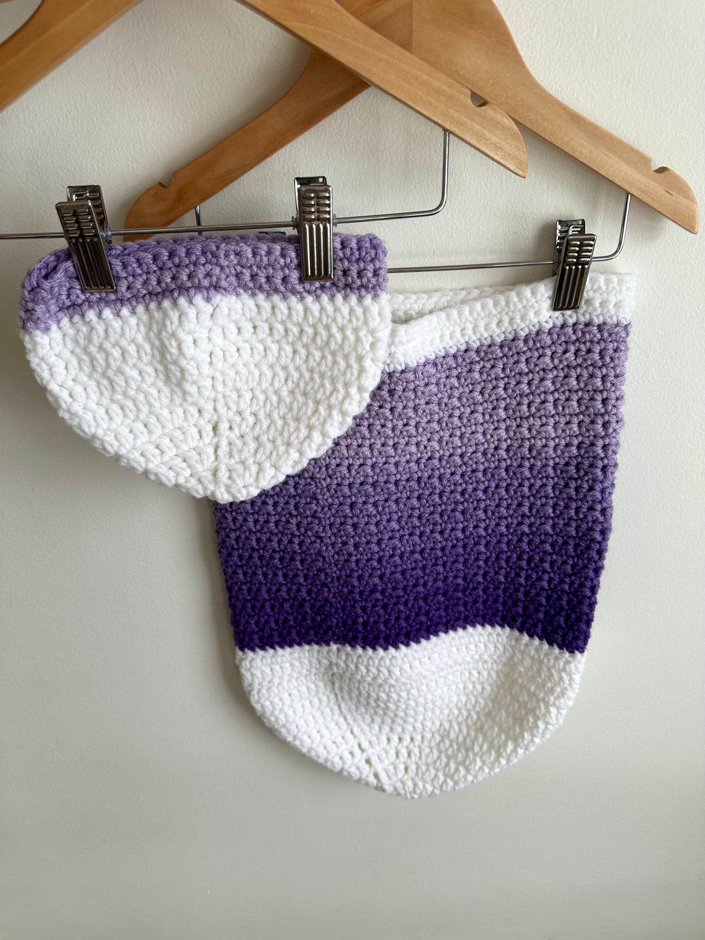 Knit Purple White Toque + Sleeping Blanket