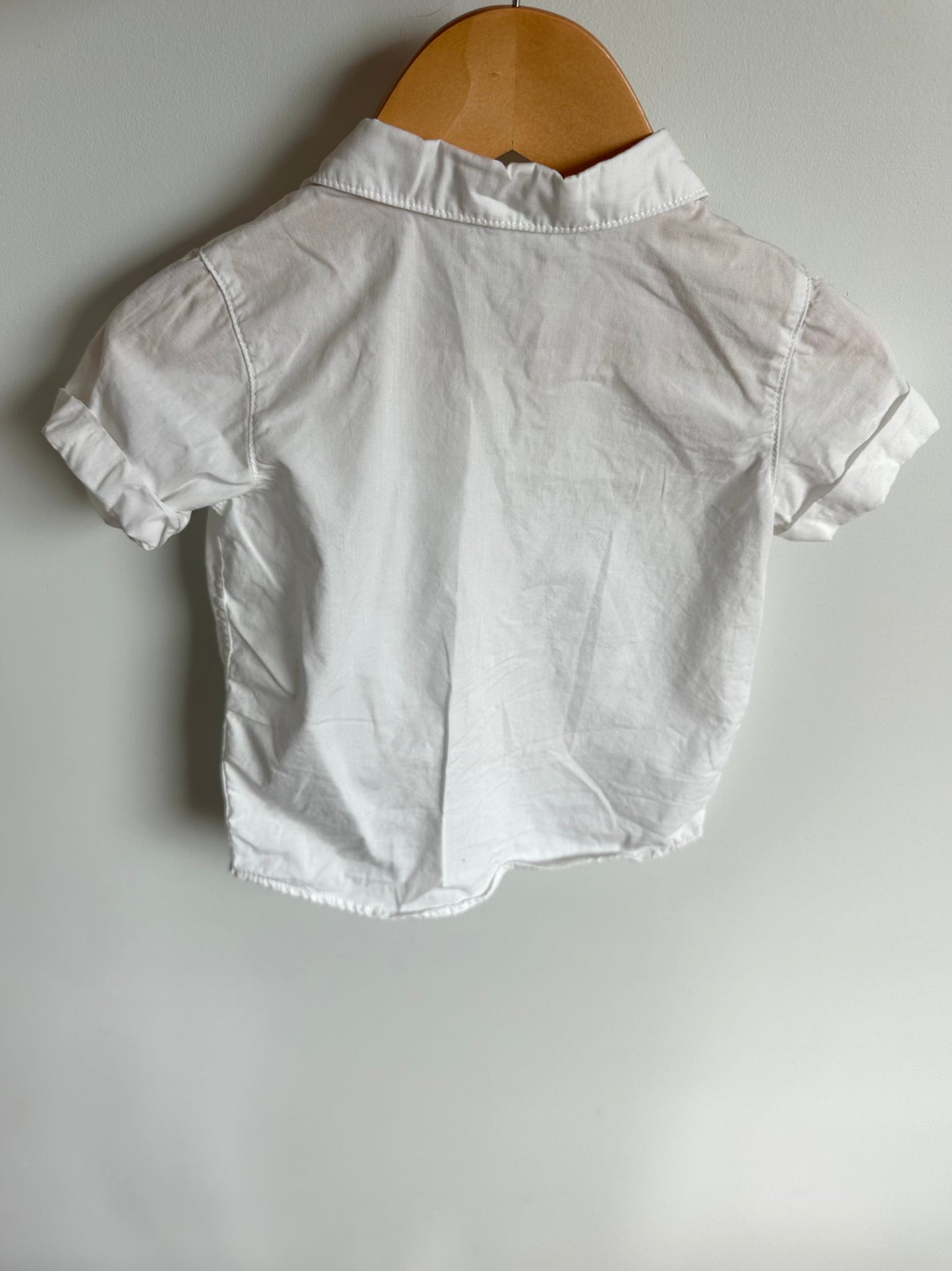 White Button Up Short Sleeve Top / 9-12m