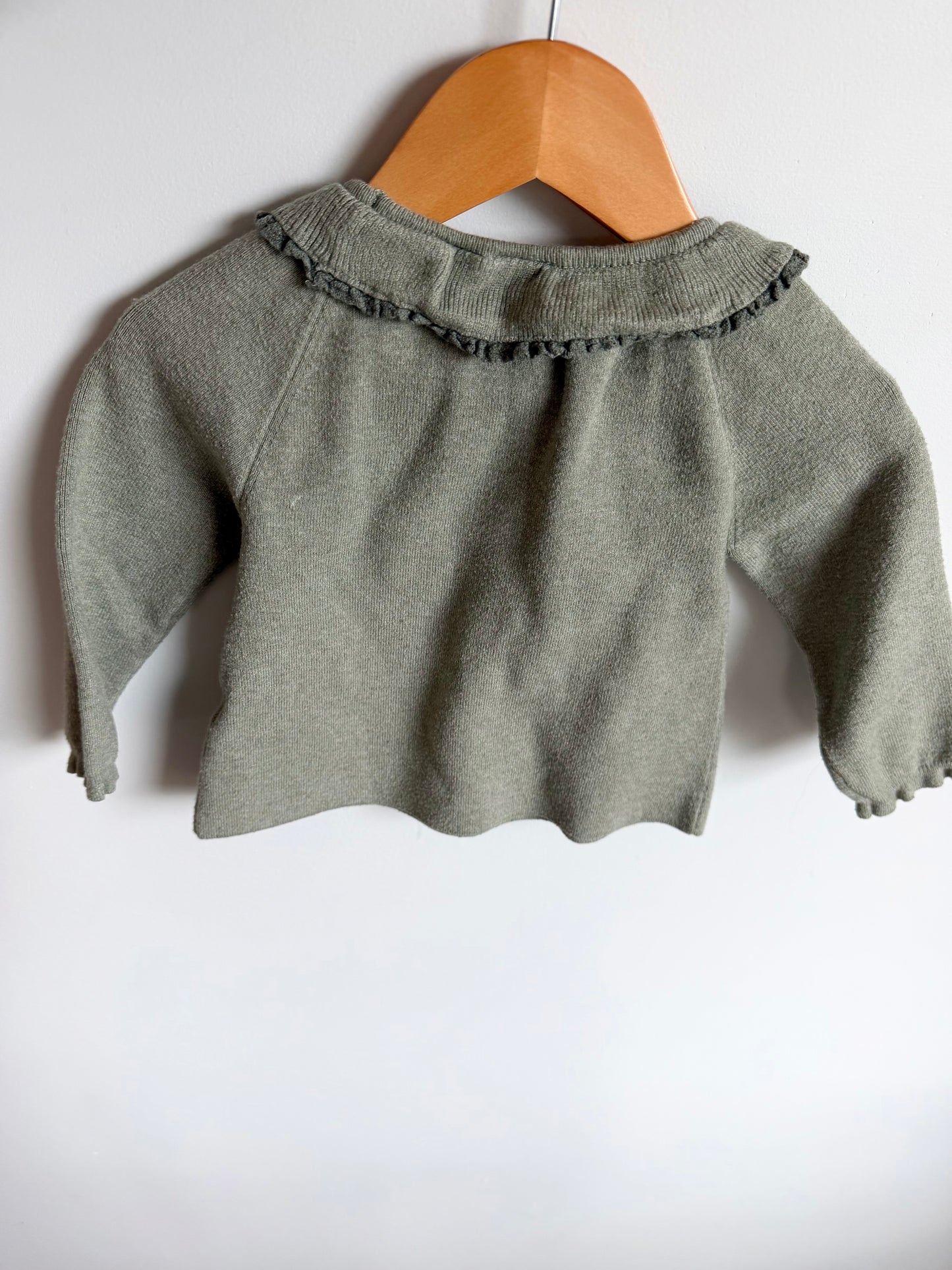Green Ruffle Collar Top / 2T