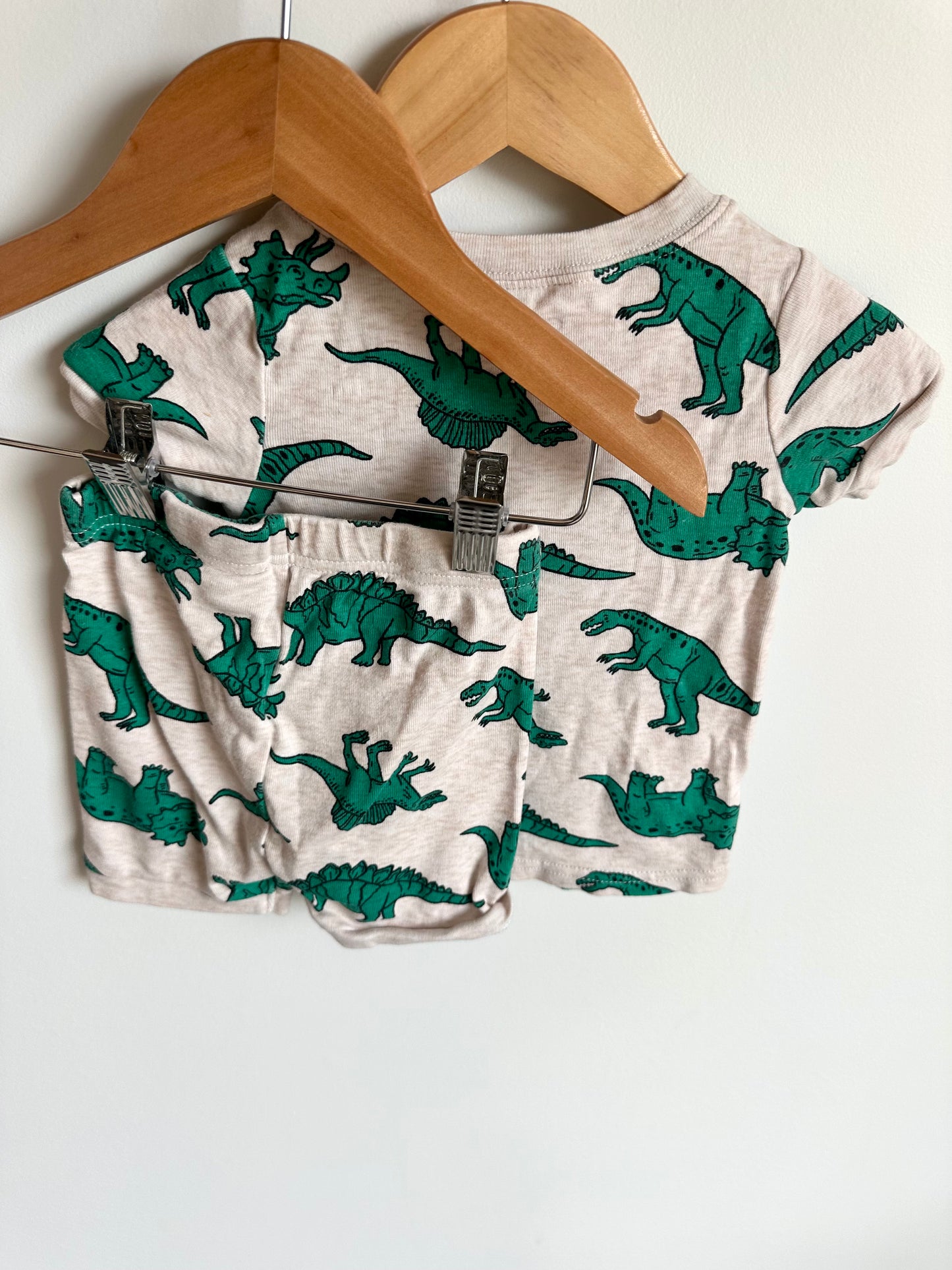 Green Dino PJ T-shirt + Shorts Set / 12-18m