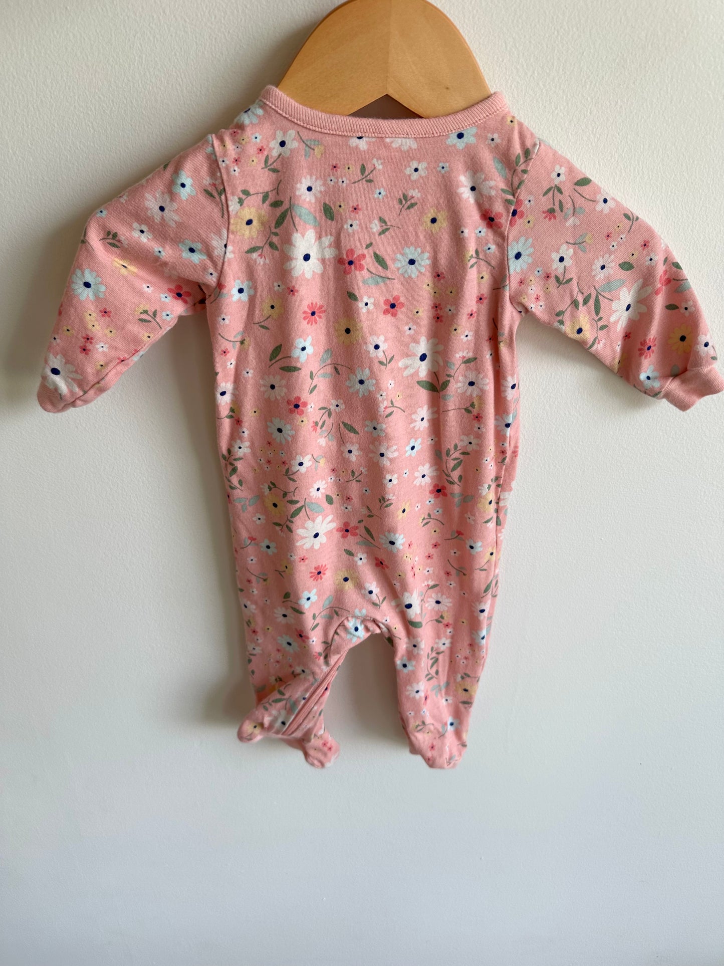 Pink Floral Footed Sleeper / 0-3m
