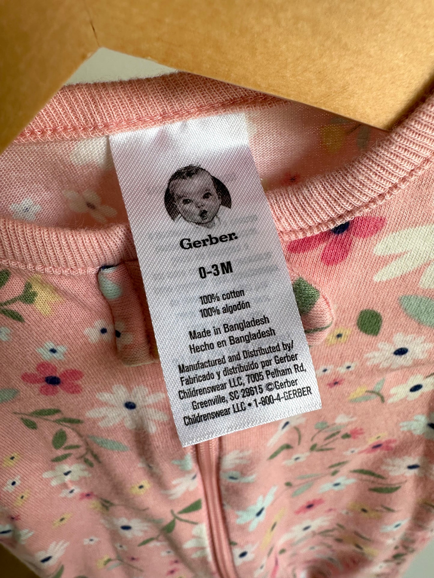 Pink Floral Footed Sleeper / 0-3m