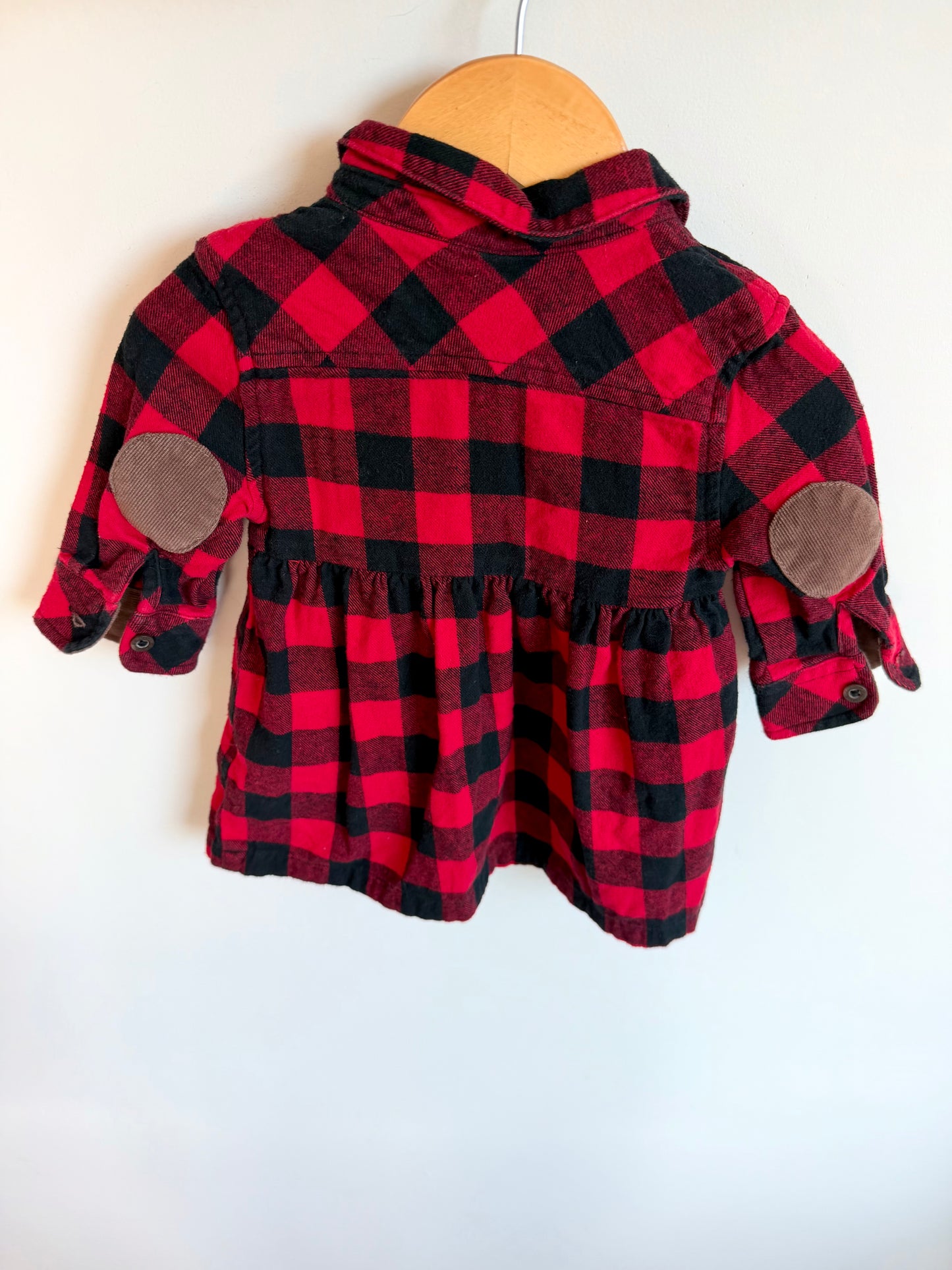 Plaid Long Sleeve Dress / 6-12m