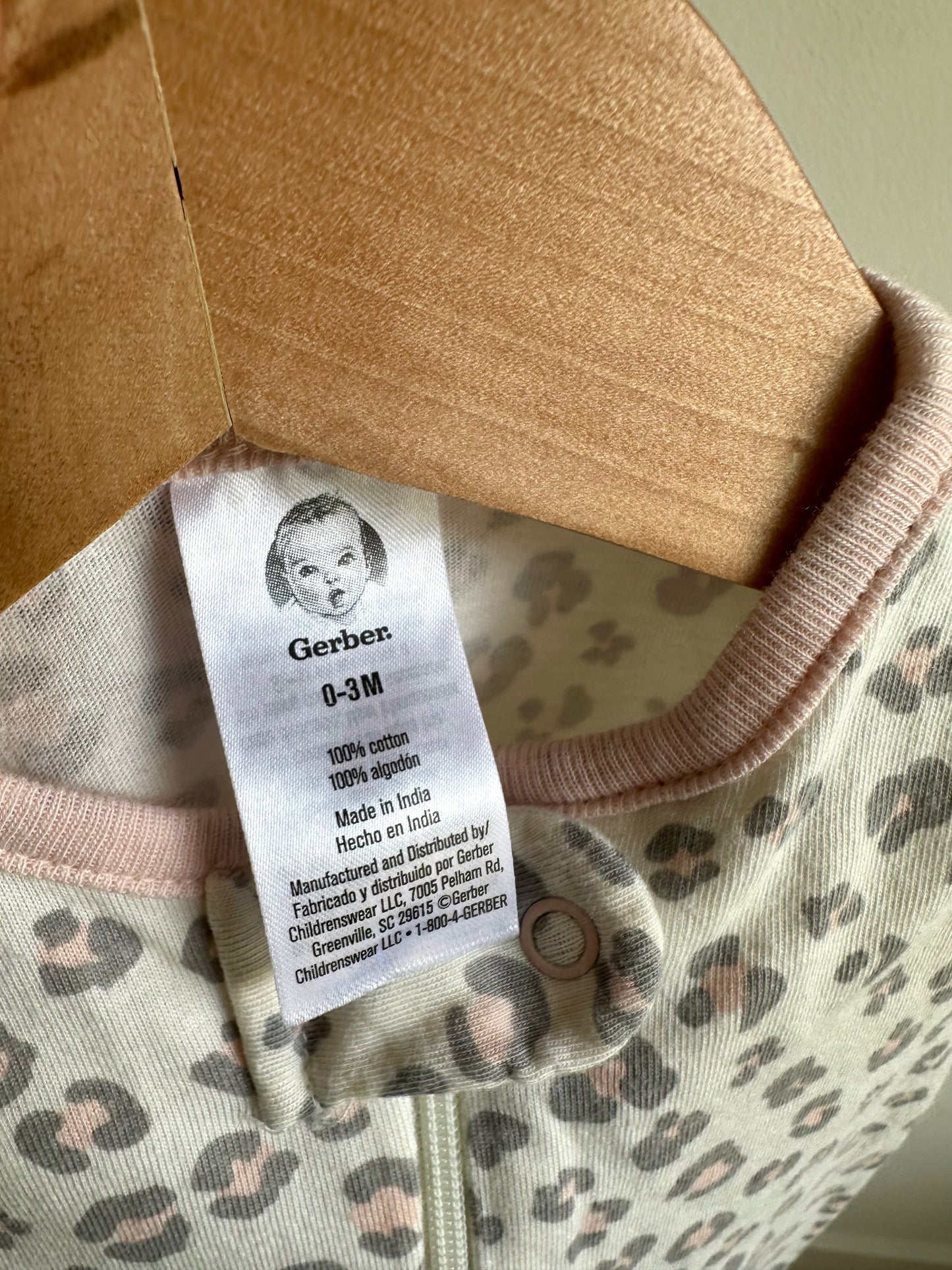 Animal Print with Pink Trim Sleeper / 0-3m