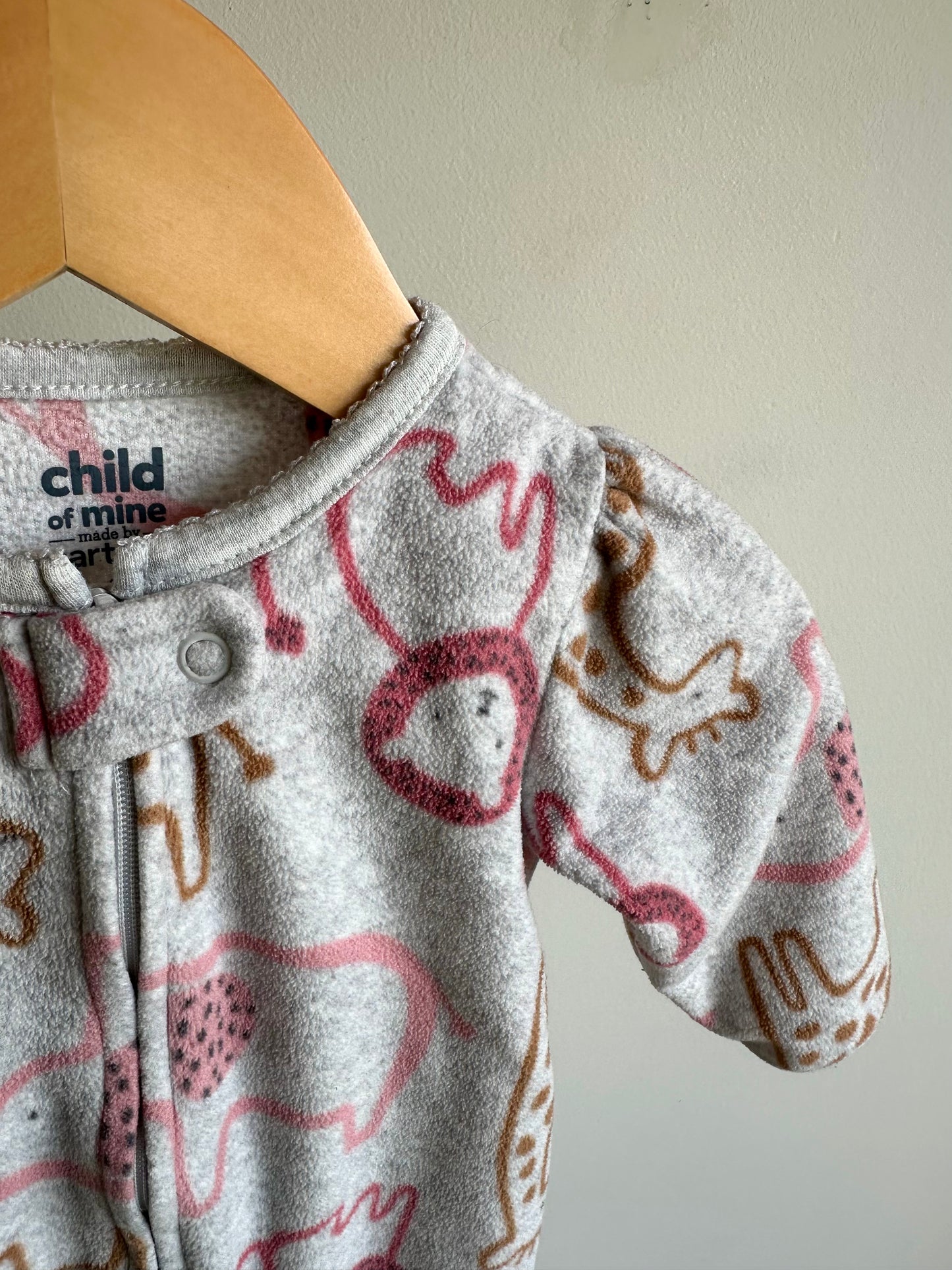 Grey Animal Outline Footed Sleeper / 3-6m