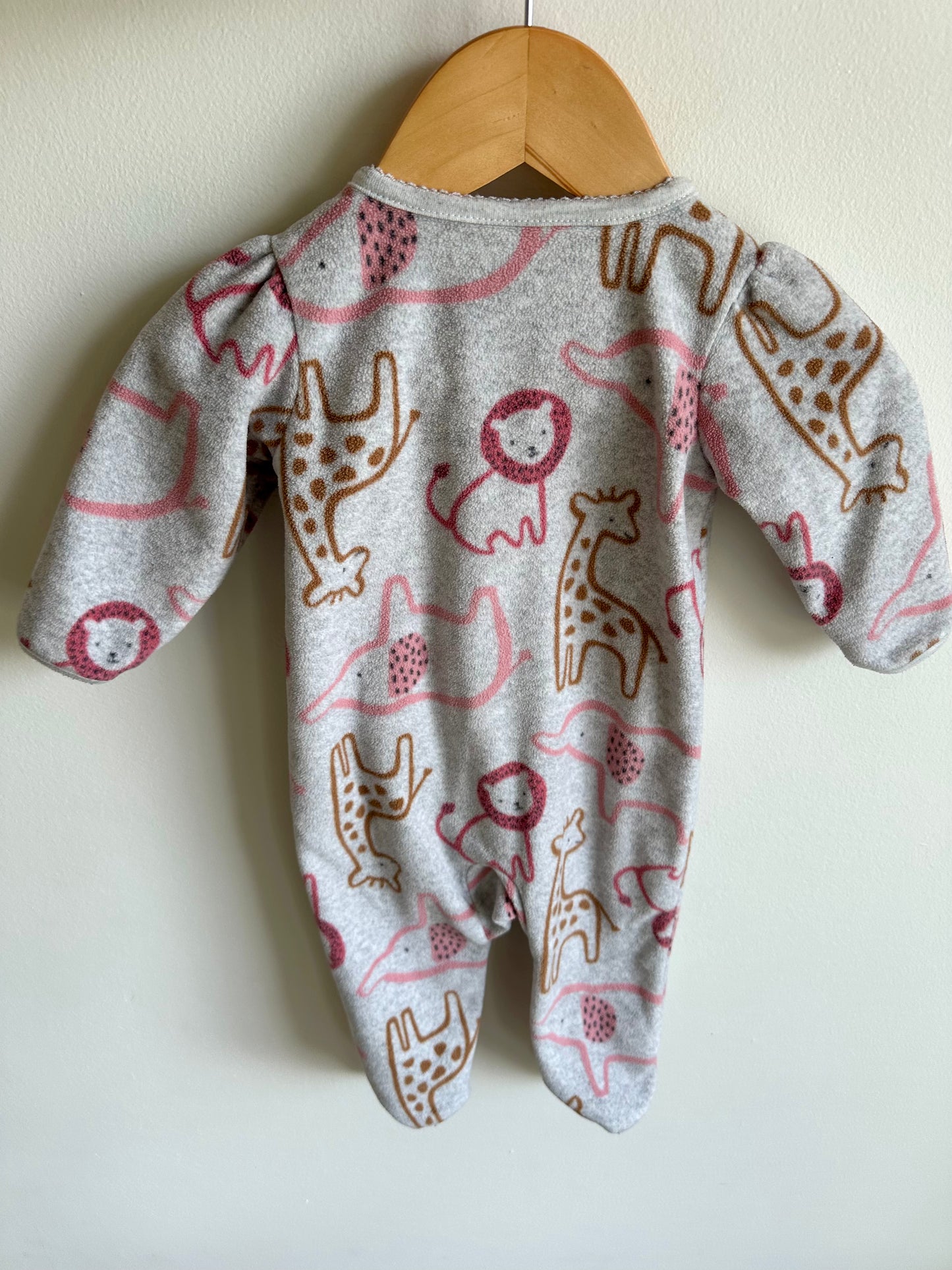 Grey Animal Outline Footed Sleeper / 3-6m