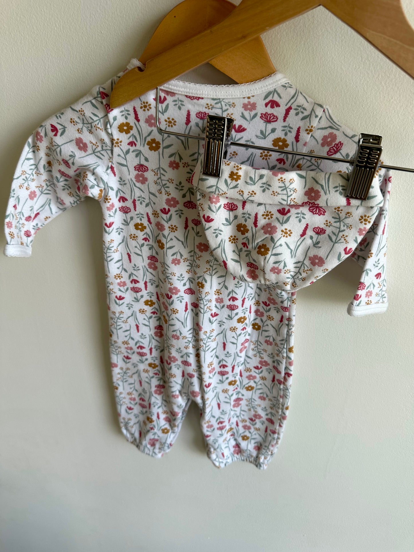 Hat + Jumpsuit Floral Pattern / 3-6m