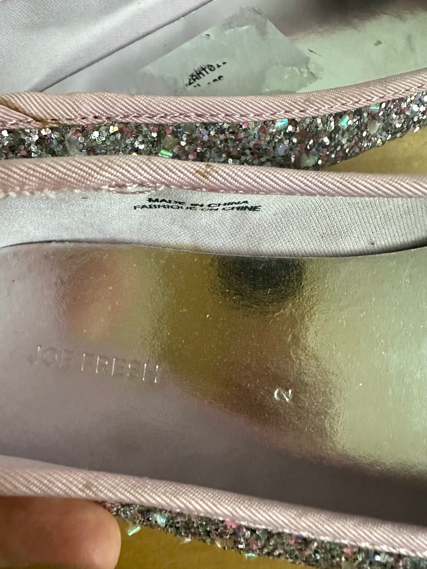 Sparkly Bow Ballet Flats / Size 2 Big Kids