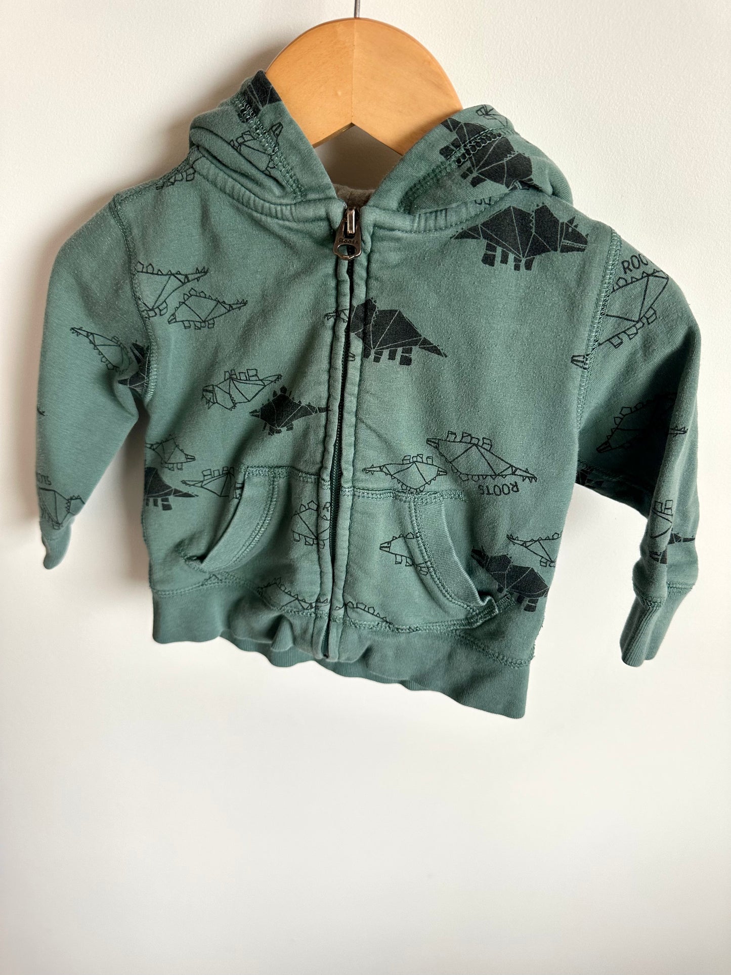 Roots Green Dino Hoodie / 6-12m