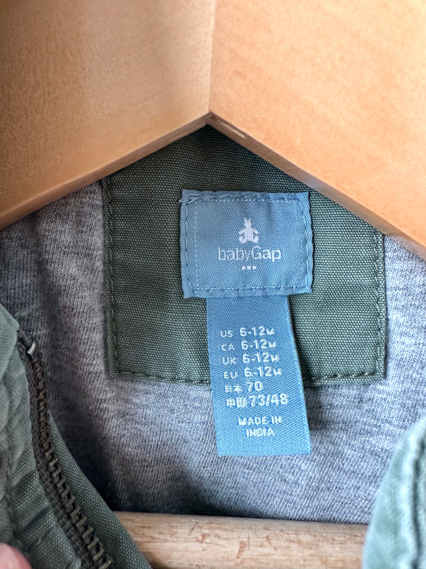 Gap Olive Hooded Jacket / 6-12m