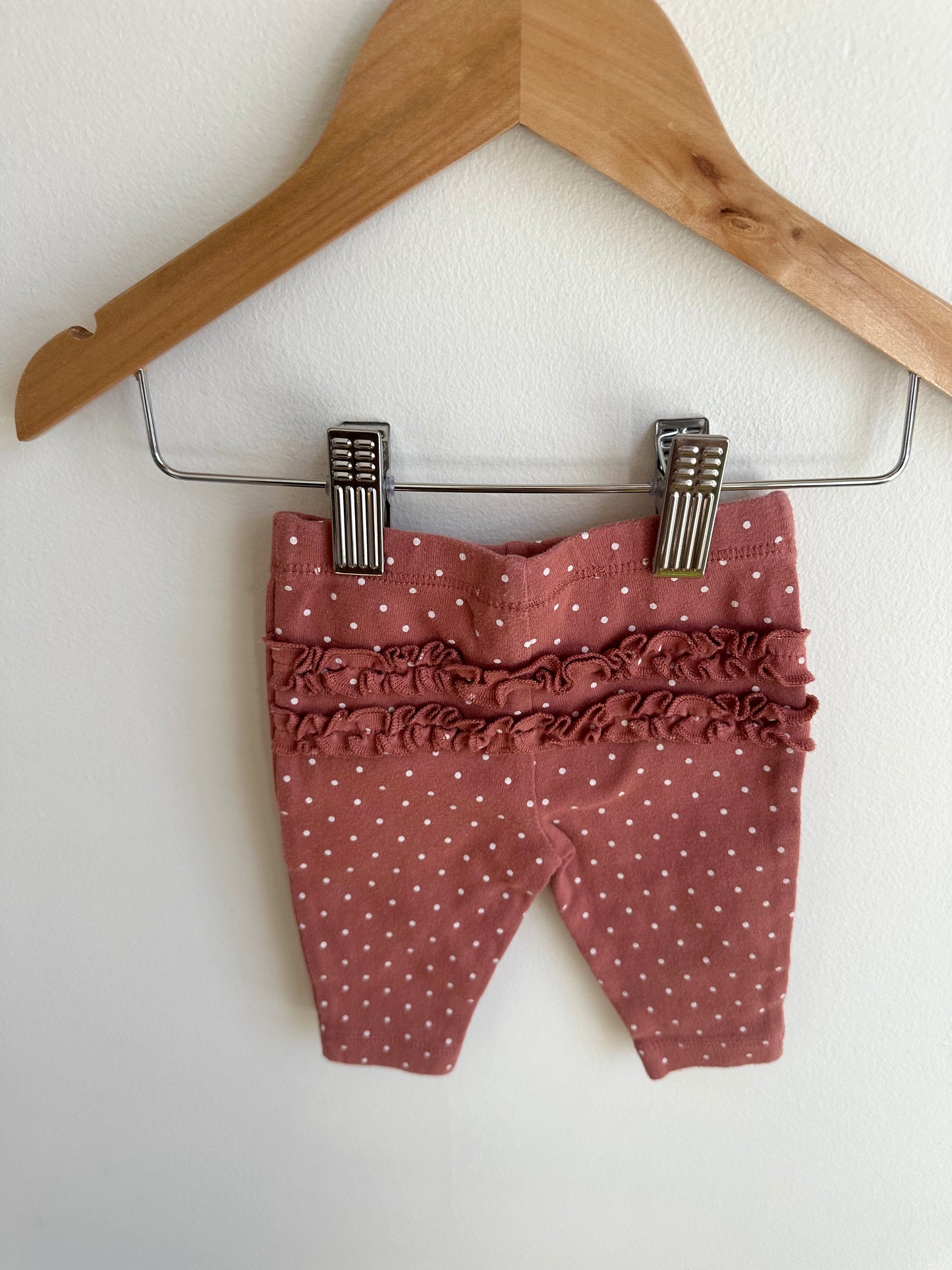 Blush Dot Ruffle Pants / 3m
