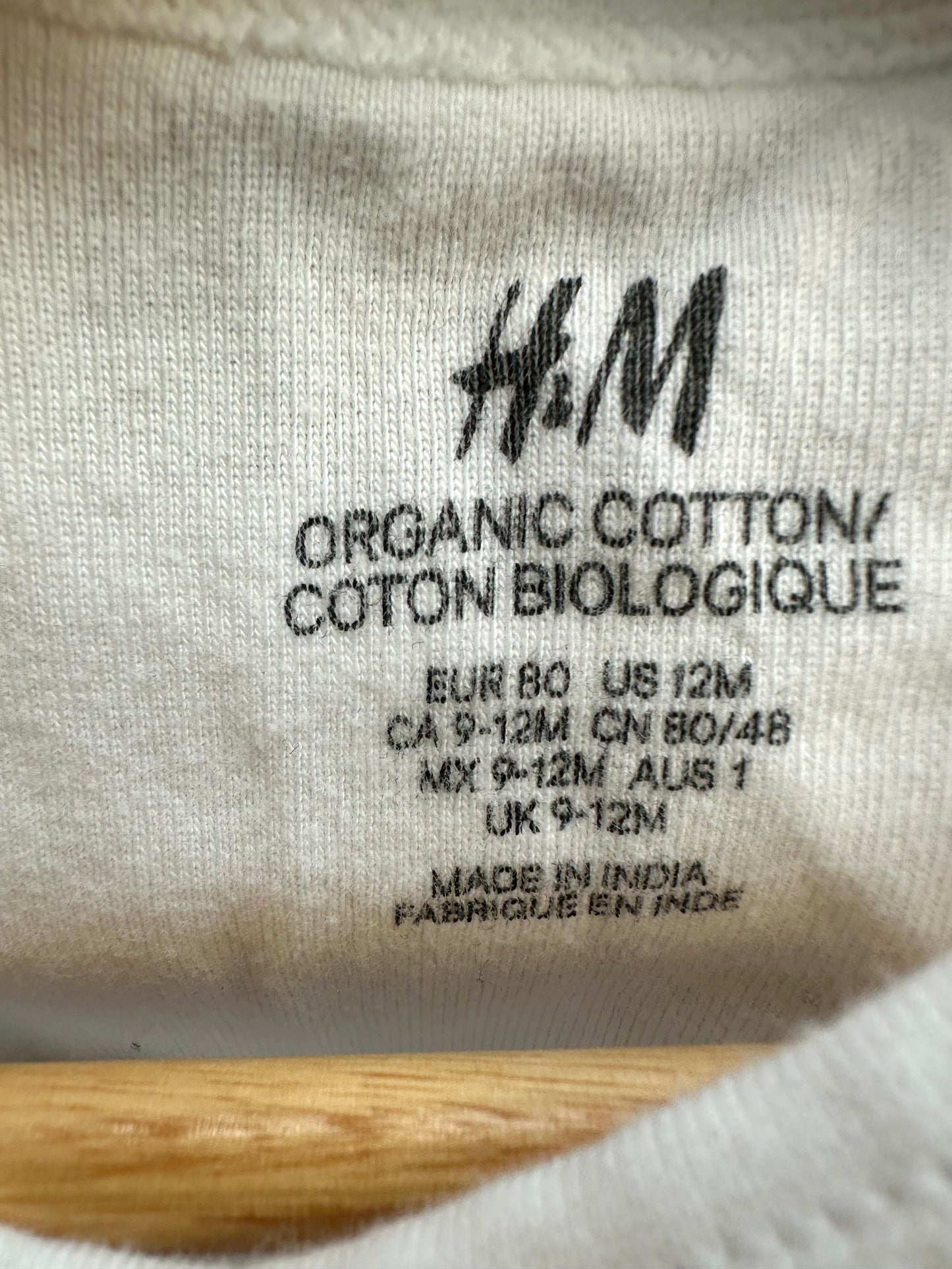 Set of 2 Organic Cotton White Bodysuits / 9-12m