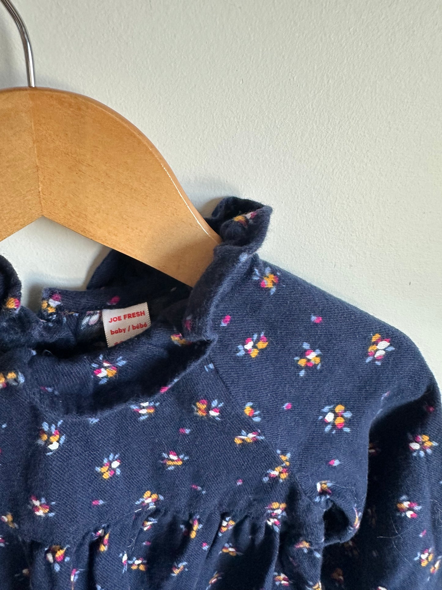 Indigo Floral Long Sleeve Top / 12-18m