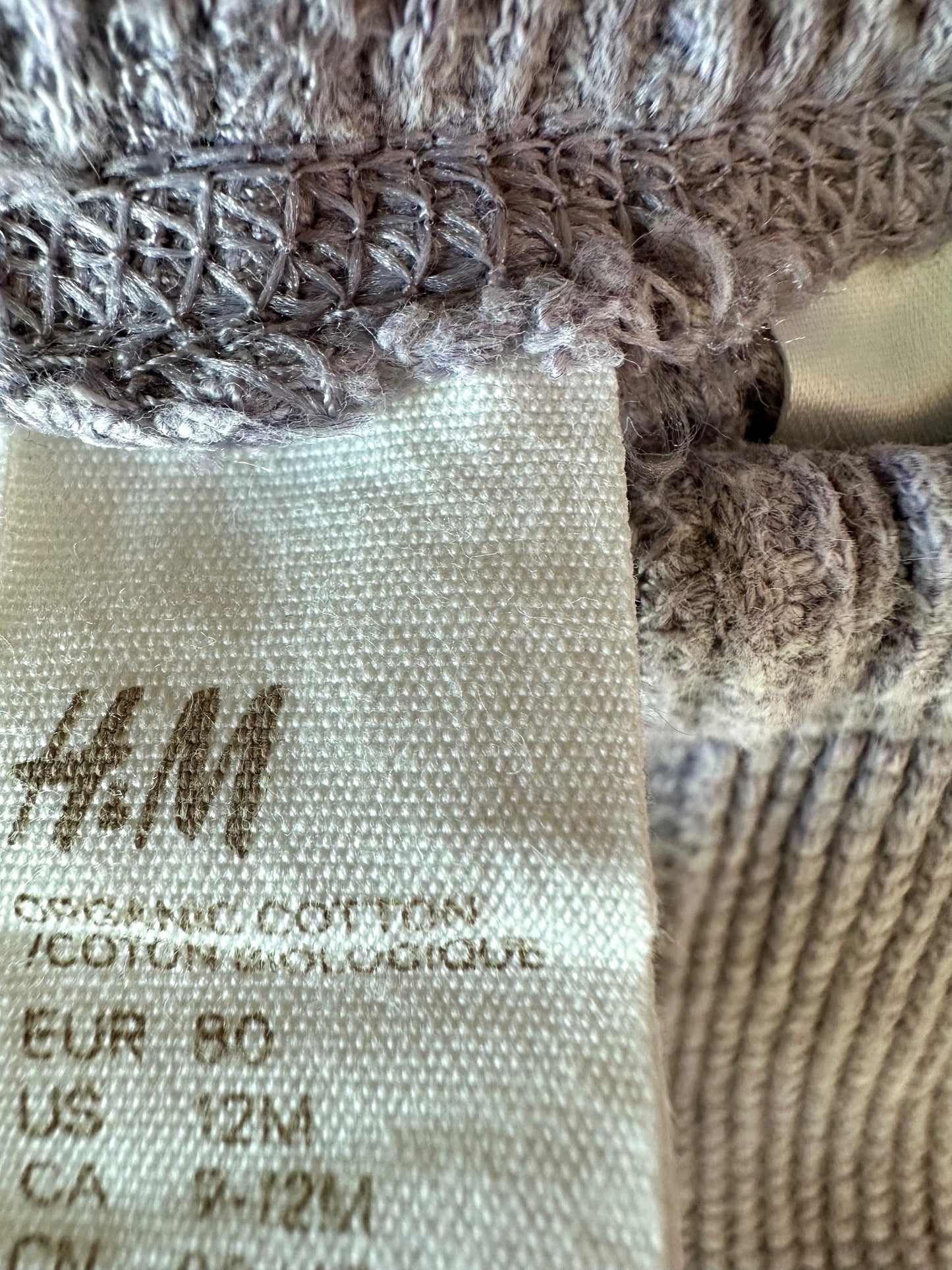 H&M Organic Taupe Waffle Knit Pants / 9-12m