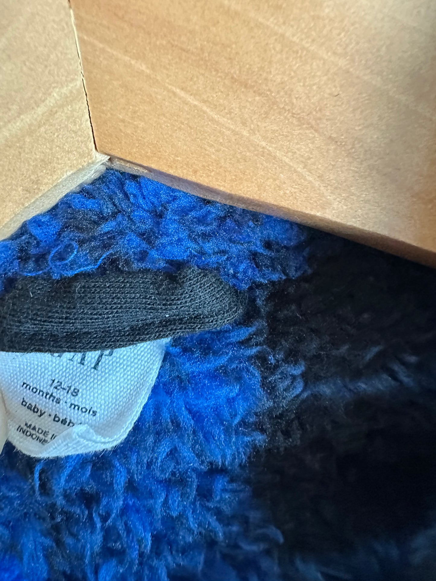Fleece Blue Checkered Shacket / 12-18m