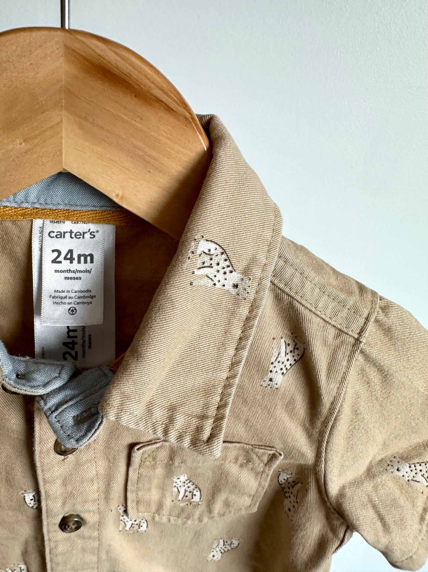 Jaguar Tan Collar Romper / 24m