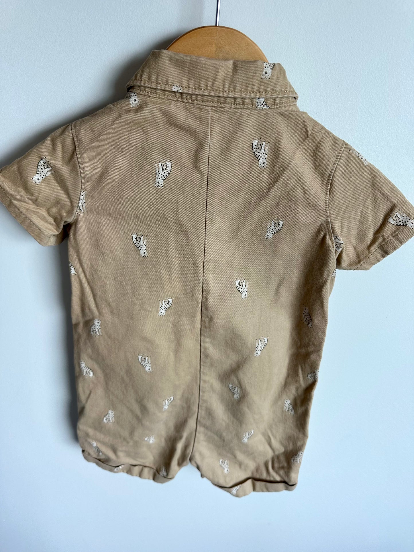 Jaguar Tan Collar Romper / 24m