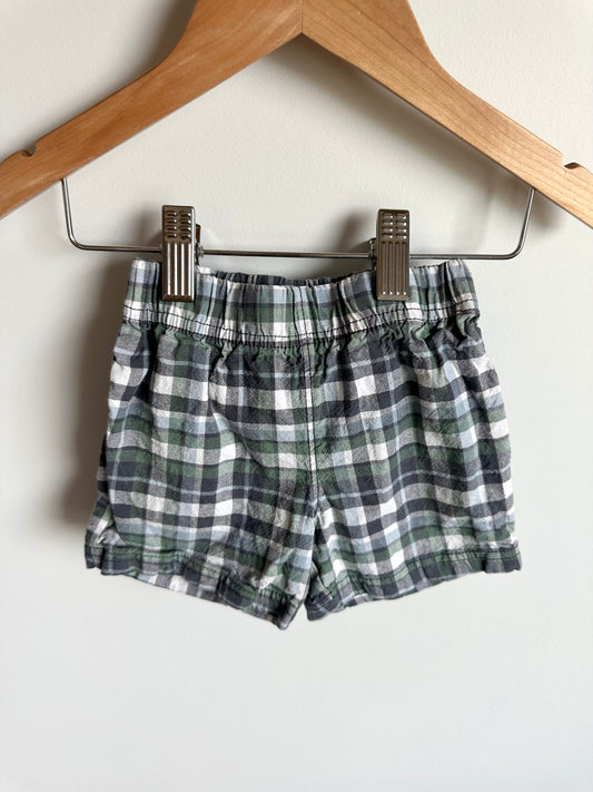 Checkered Green Navy Shorts / 6-9m