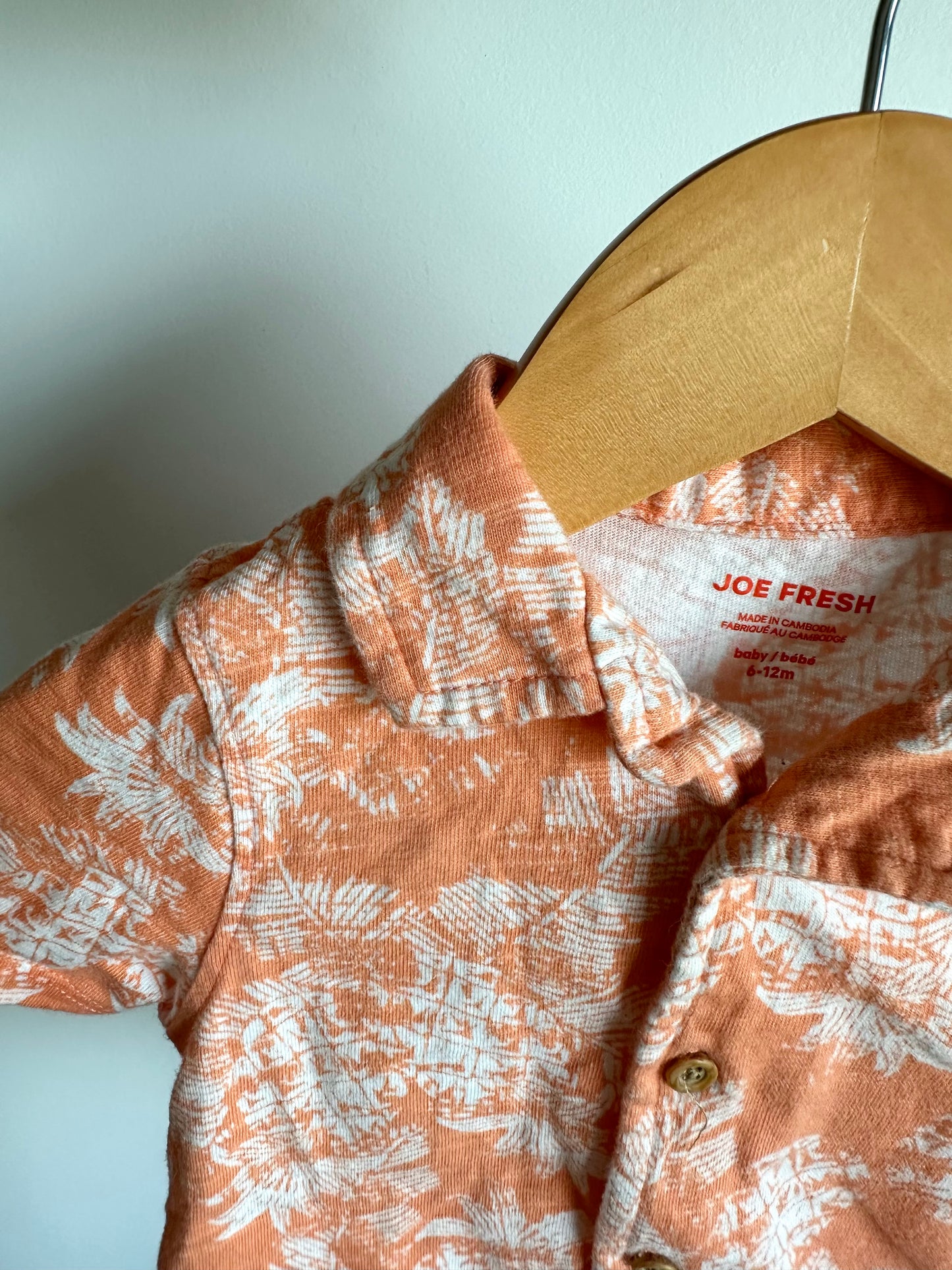 Pineapple Collar Button Up T-Shirt / 6-12m