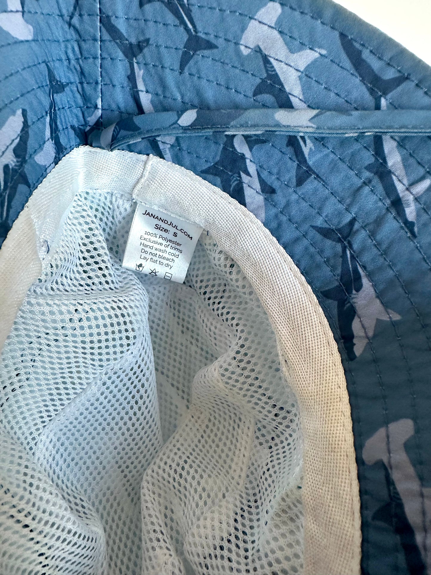 Blue Shark Bucket Strap Hat / 0-6m (Small)