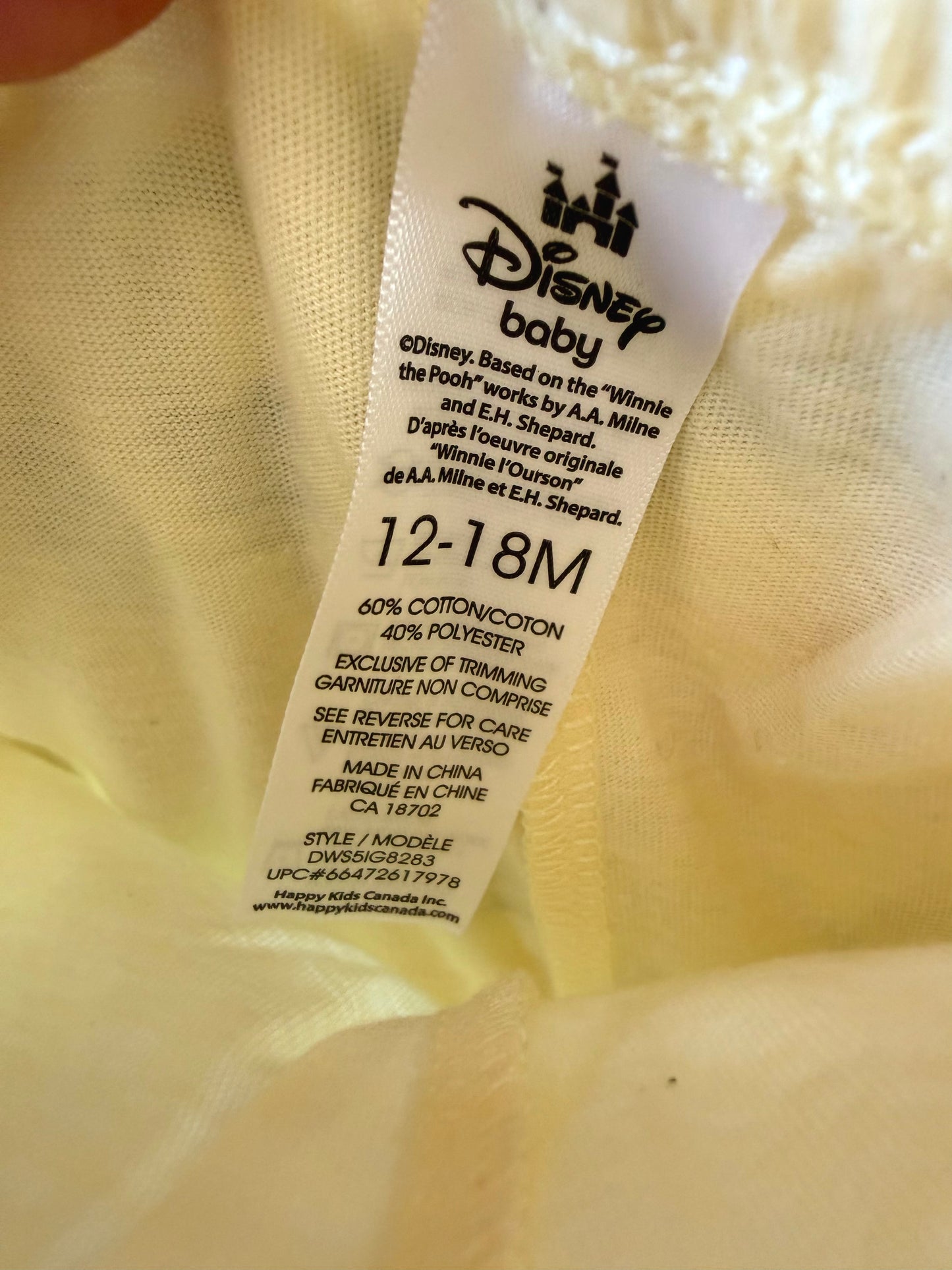 Yellow Pooh Shorts / 12-18m
