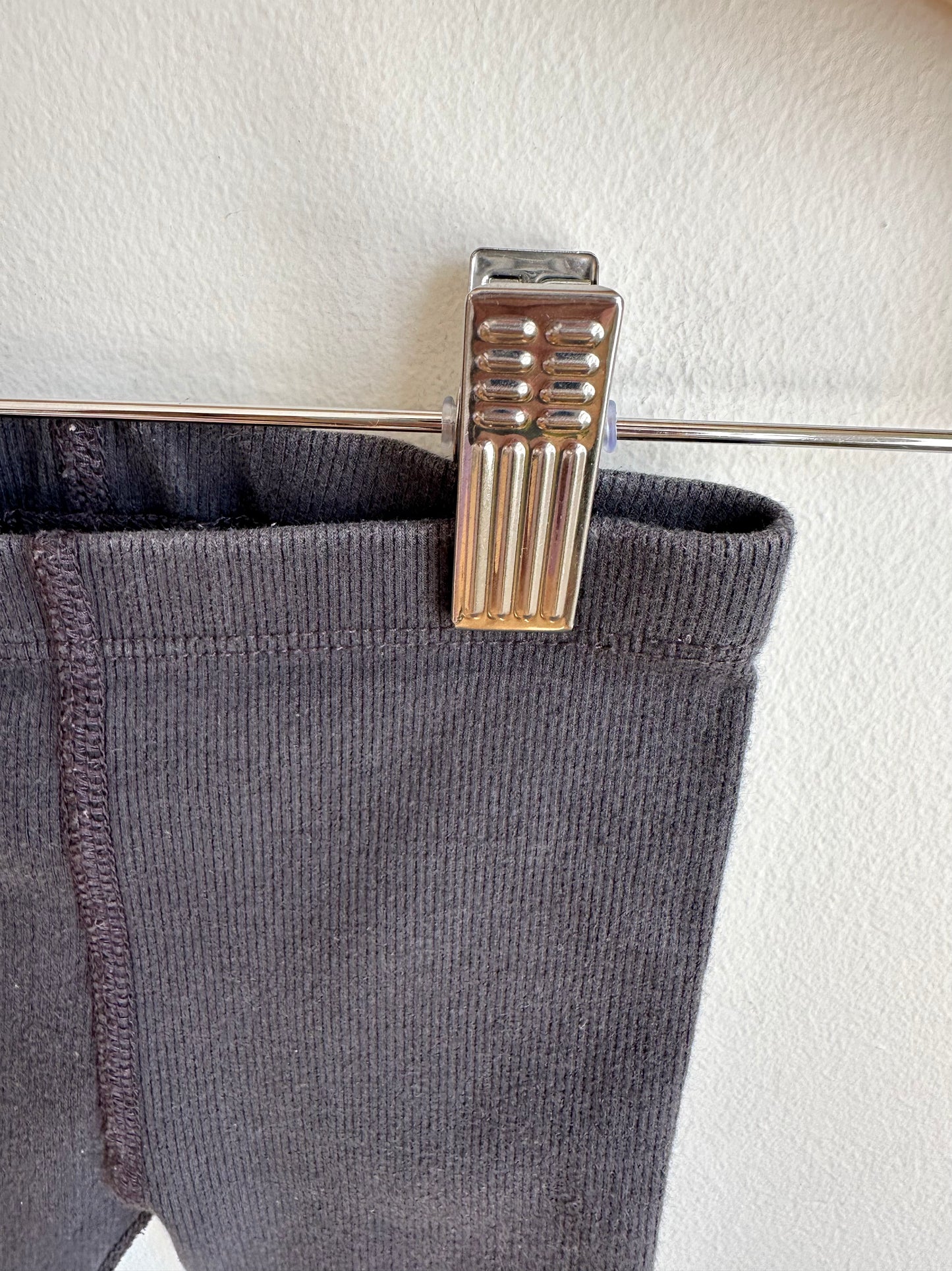 Organic Cotton Black Ribbed Pants / 3-6m