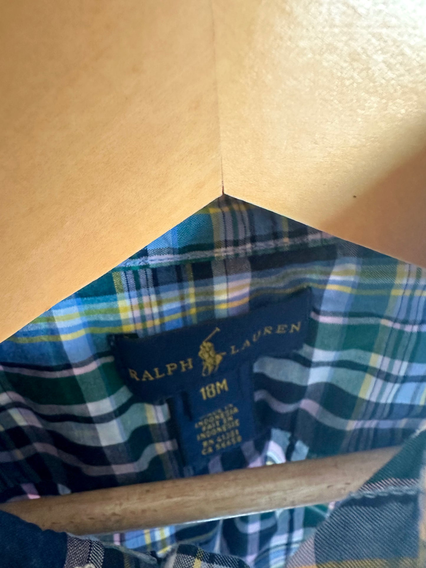 Ralph Lauren Plaid Button Up Top / 18m