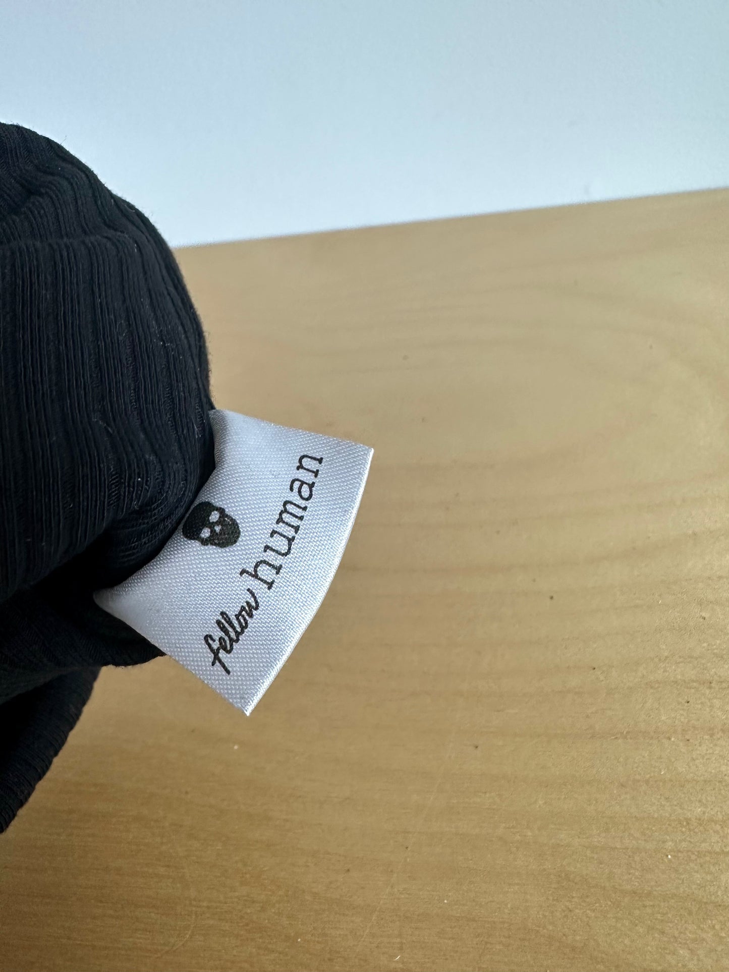 Fellow Human Ribbed Black Toque / 0-3m