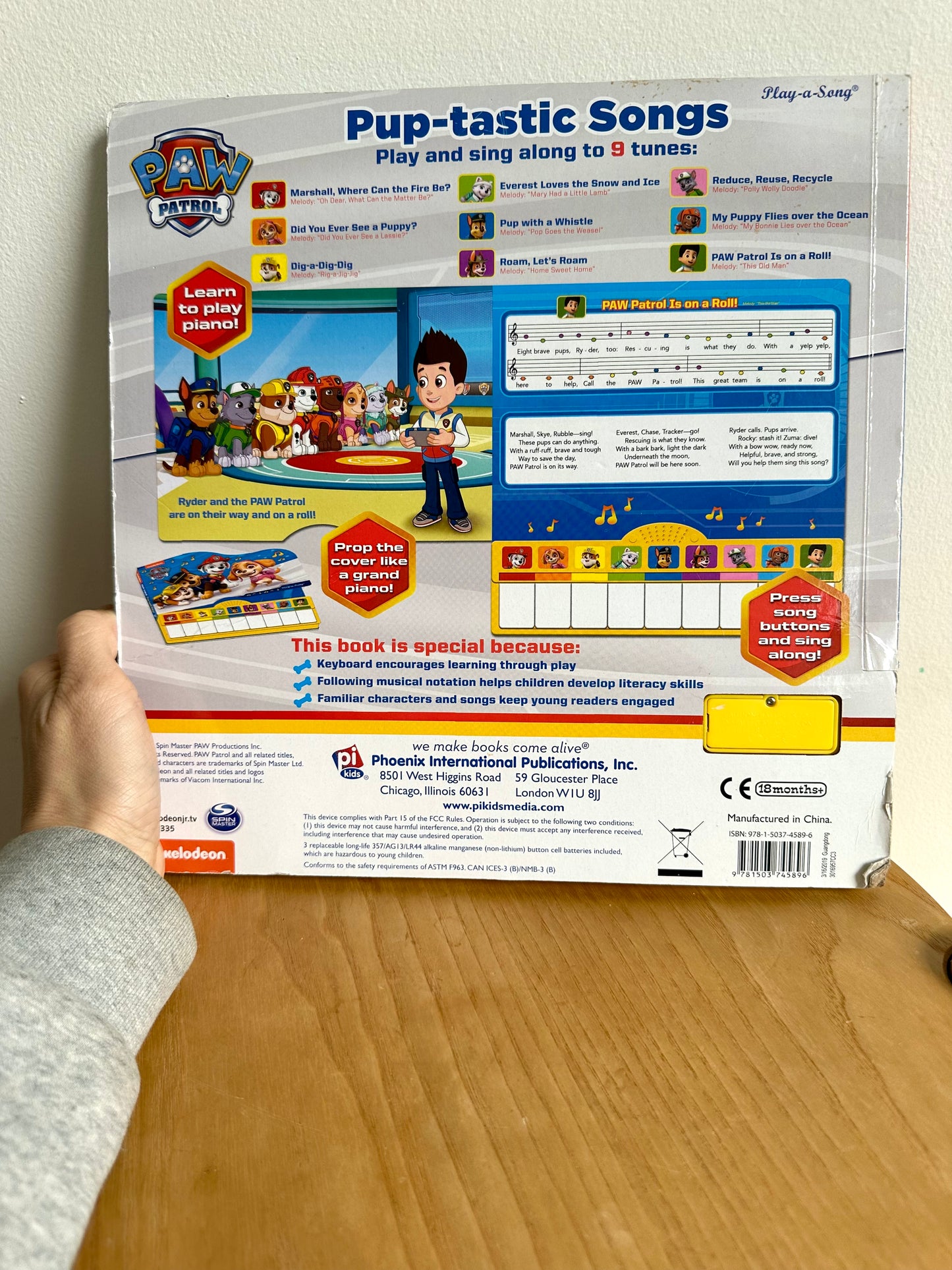 Paw Patrol Pup-tastic Paino Book (No Shipping)