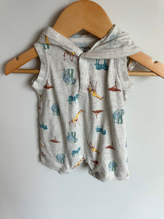 Safari Animals Hooded Romper / 0-3m