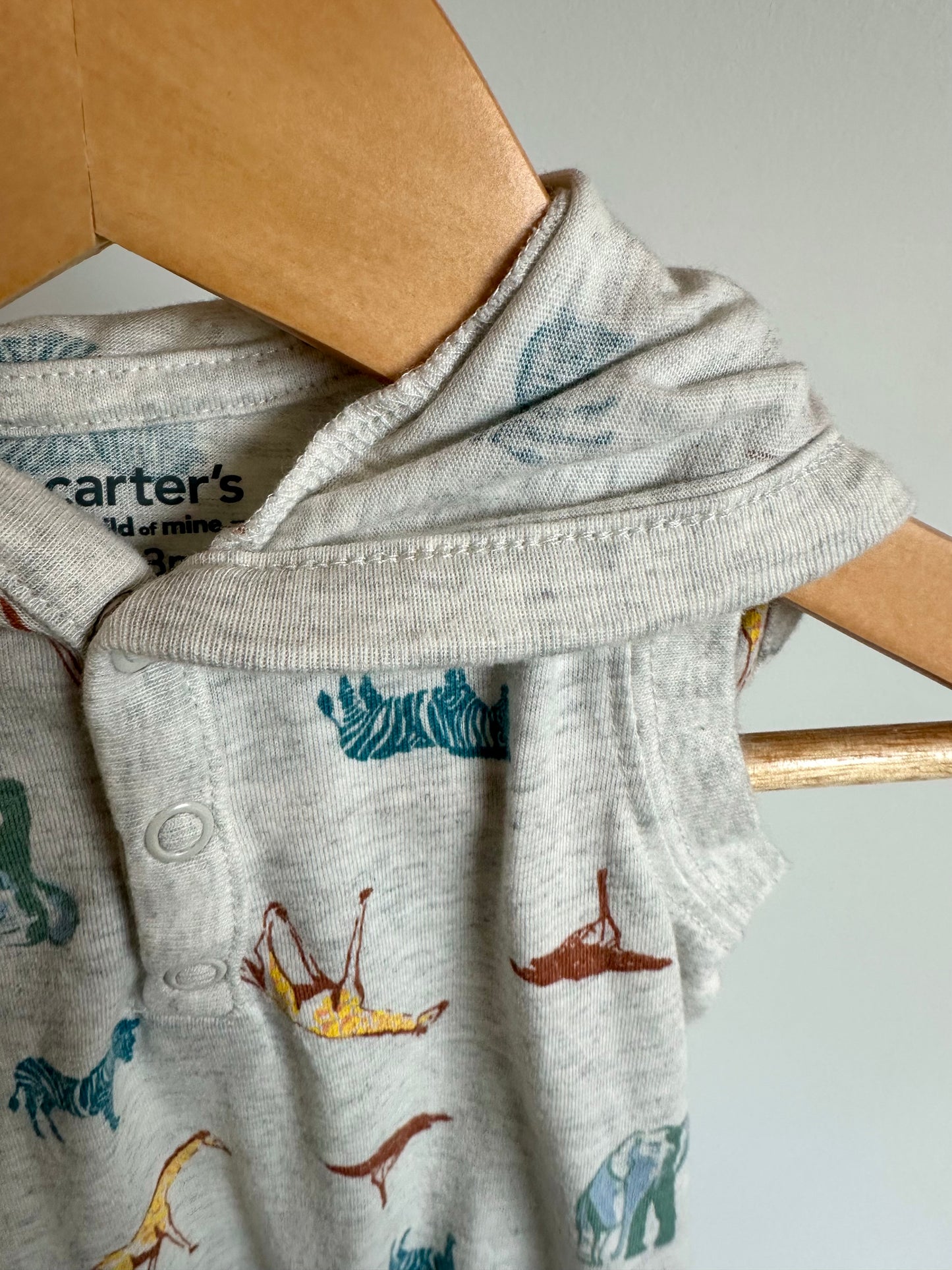 Safari Animals Hooded Romper / 0-3m