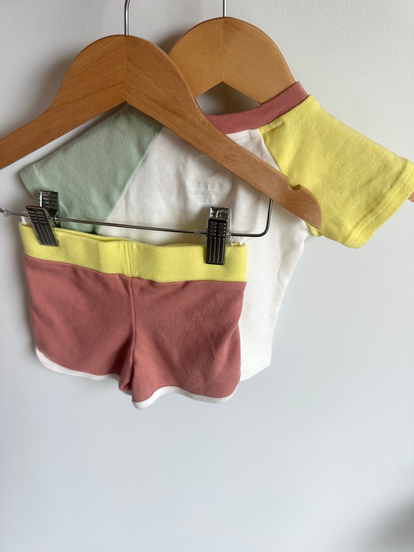 Organic Colour Block T-shirt + Shorts Set / 3-6m