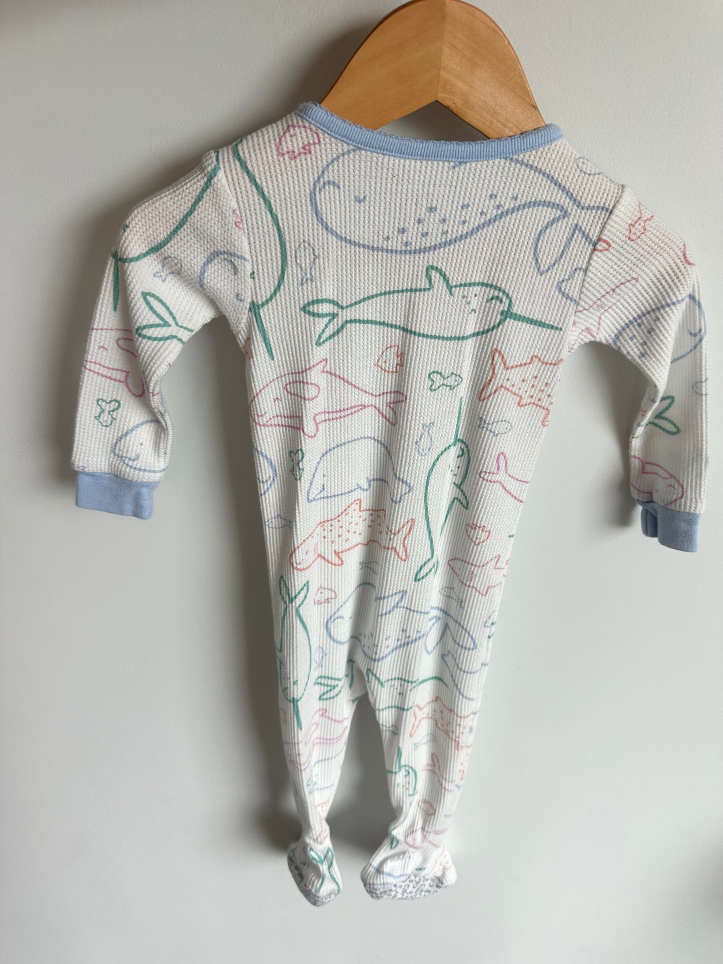 Waffle Knit Whale Sleeper / 12m