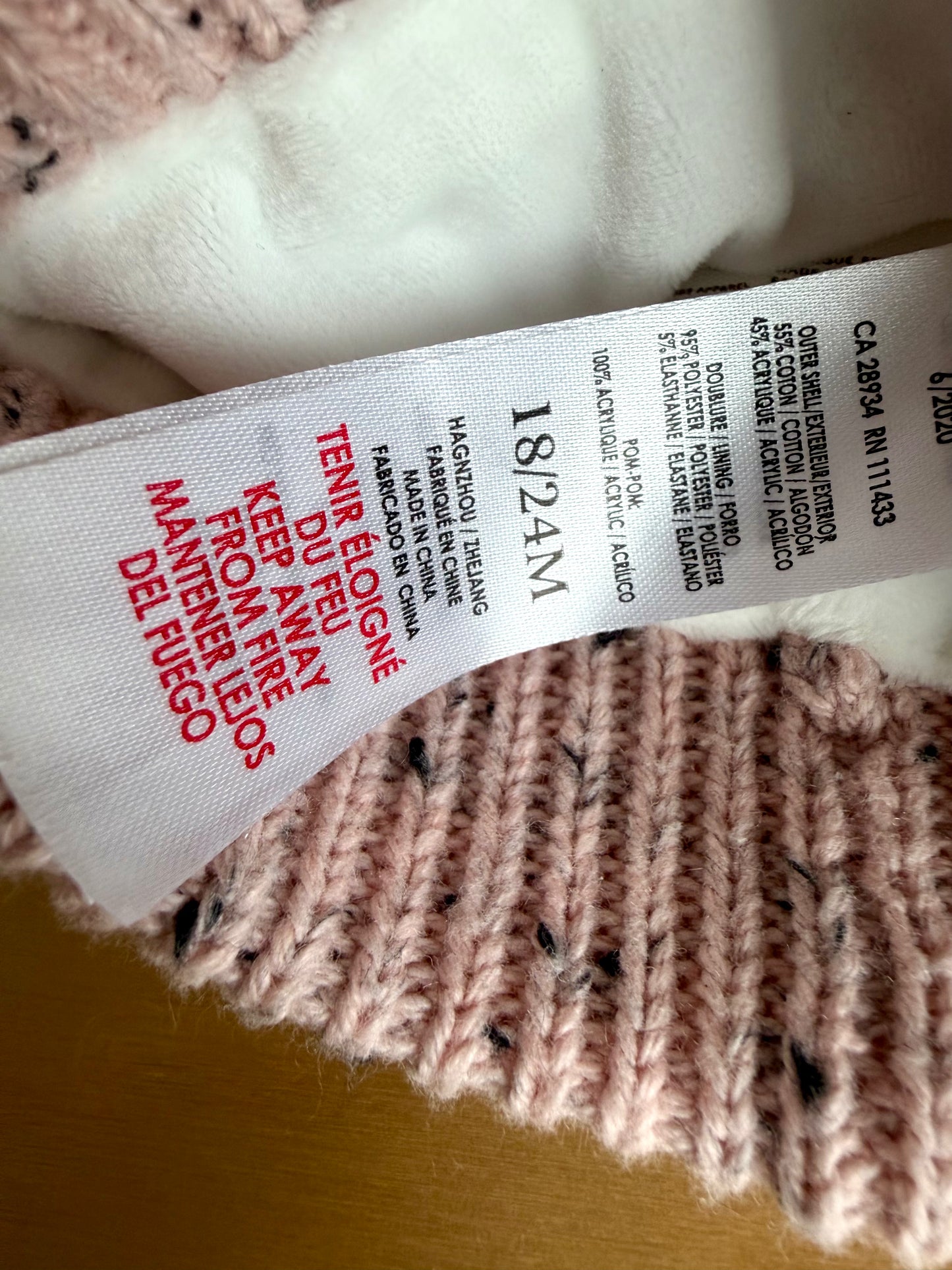 Pink Pom Pom Dark Speckled Toque / 18-24m