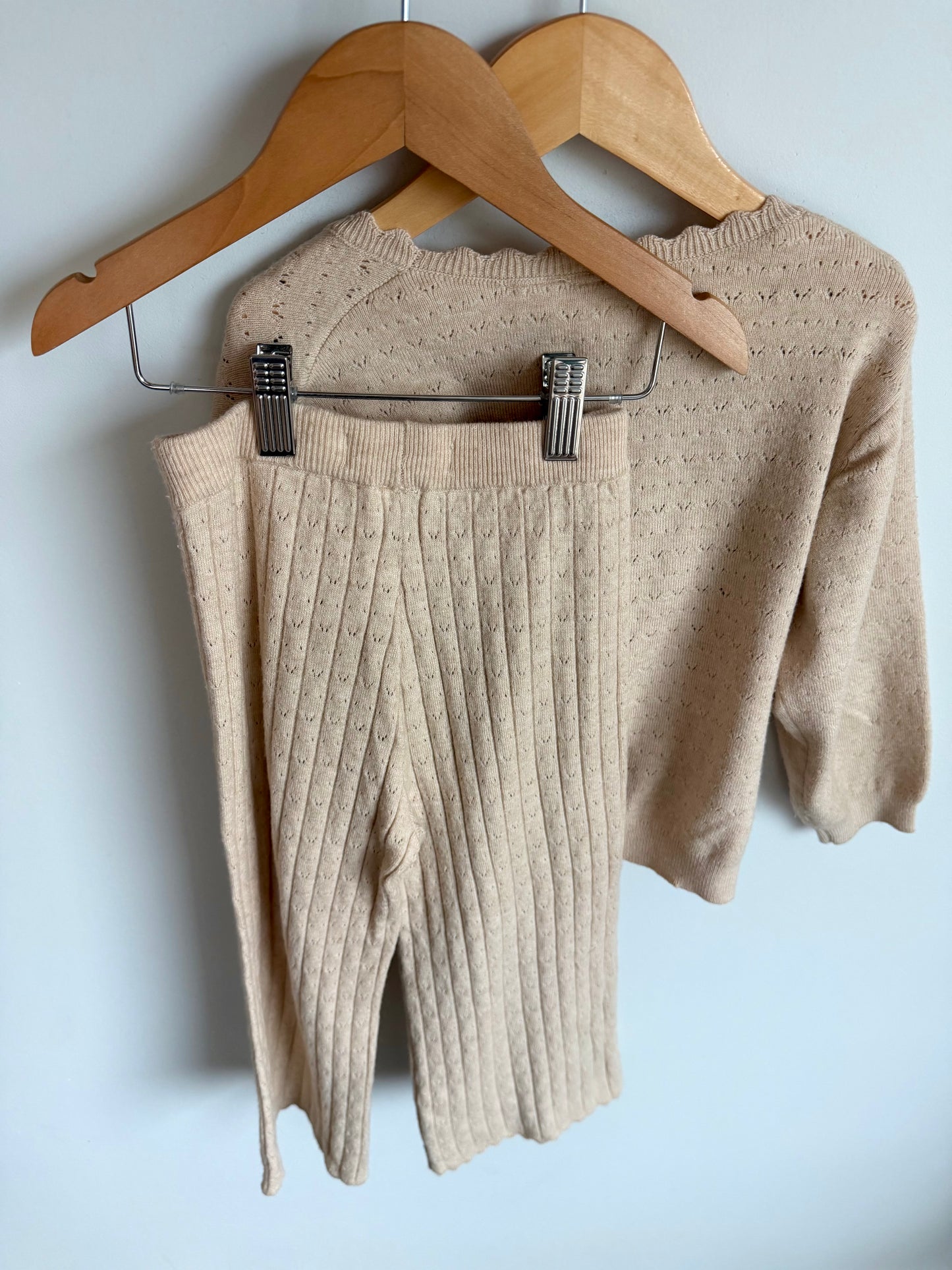 Zara Oat Eyelet Top + Wide Leg Pants Set / 6 years